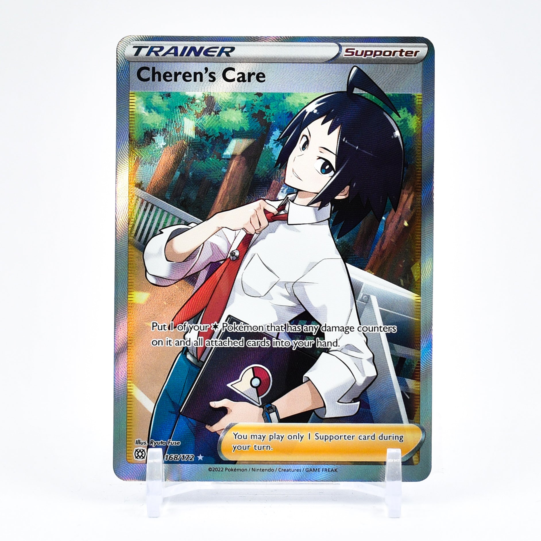 Cheren's Care - 168/172 Brilliant Stars FULL ART Trainer - NM/MINT
