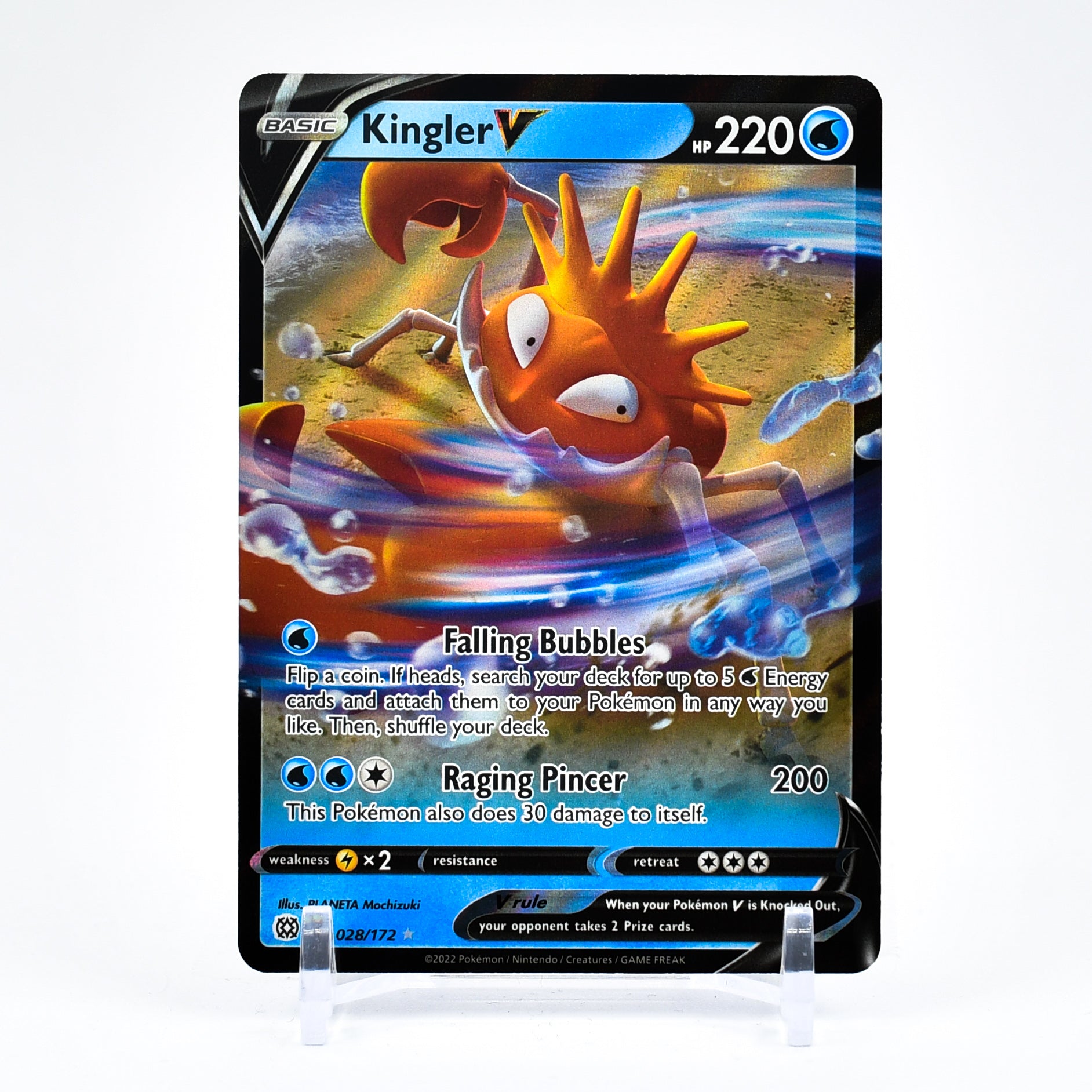 Kingler V - 028/172 Brilliant Stars Ultra Rare Pokemon - NM/MINT