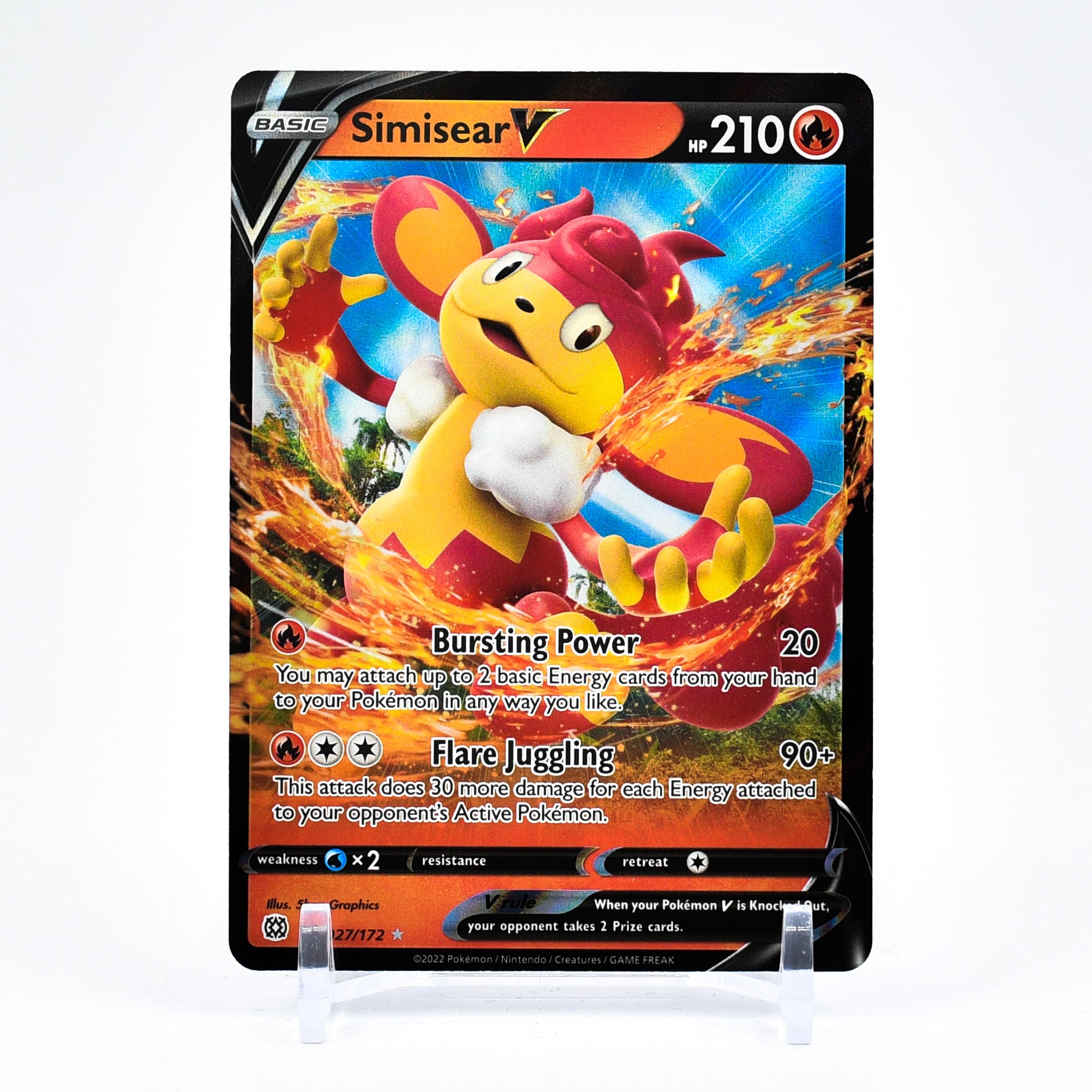 Simisear V - 027/172 Brilliant Stars Ultra Rare Pokemon - NM/MINT