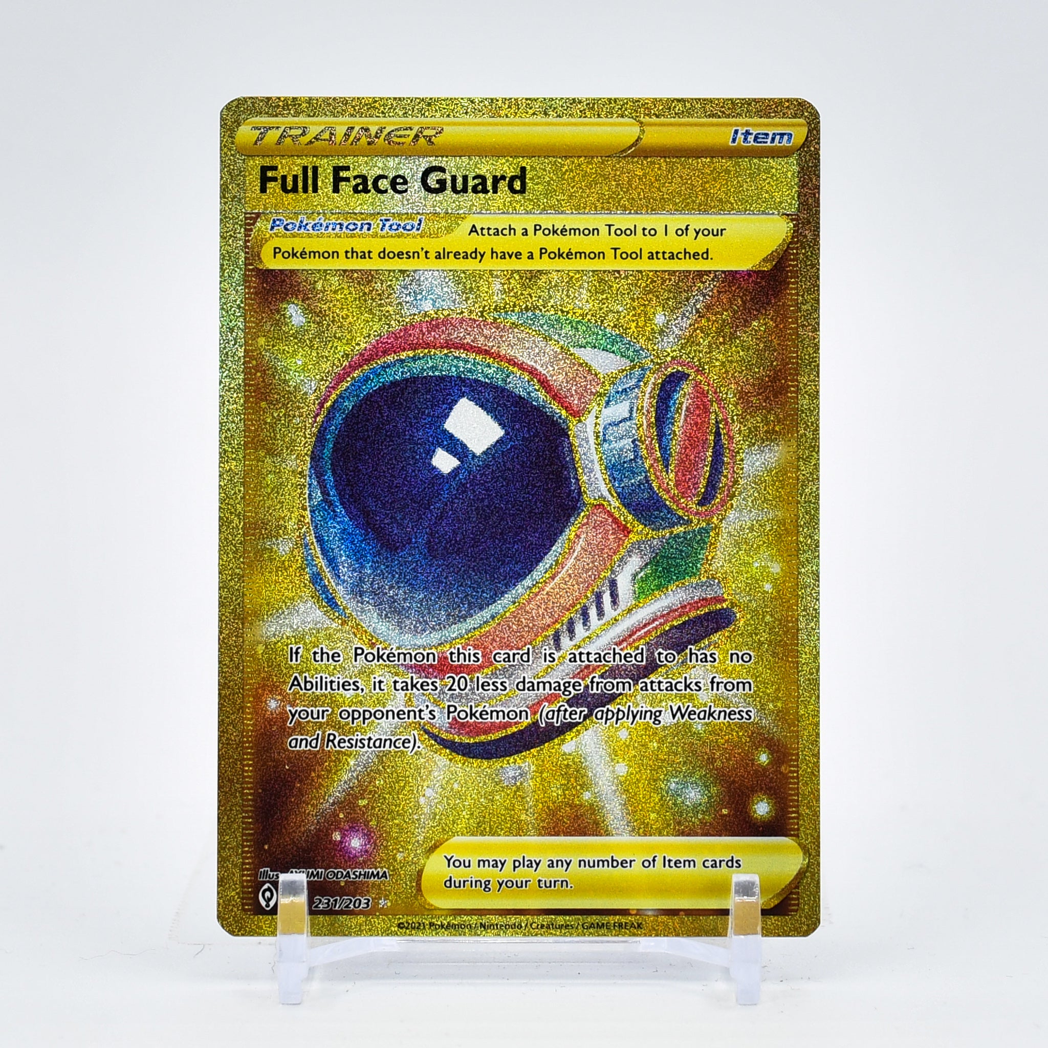 Full Face Guard - 231/203 Evolving Skies SECRET RARE GOLD Trainer - NM/MINT