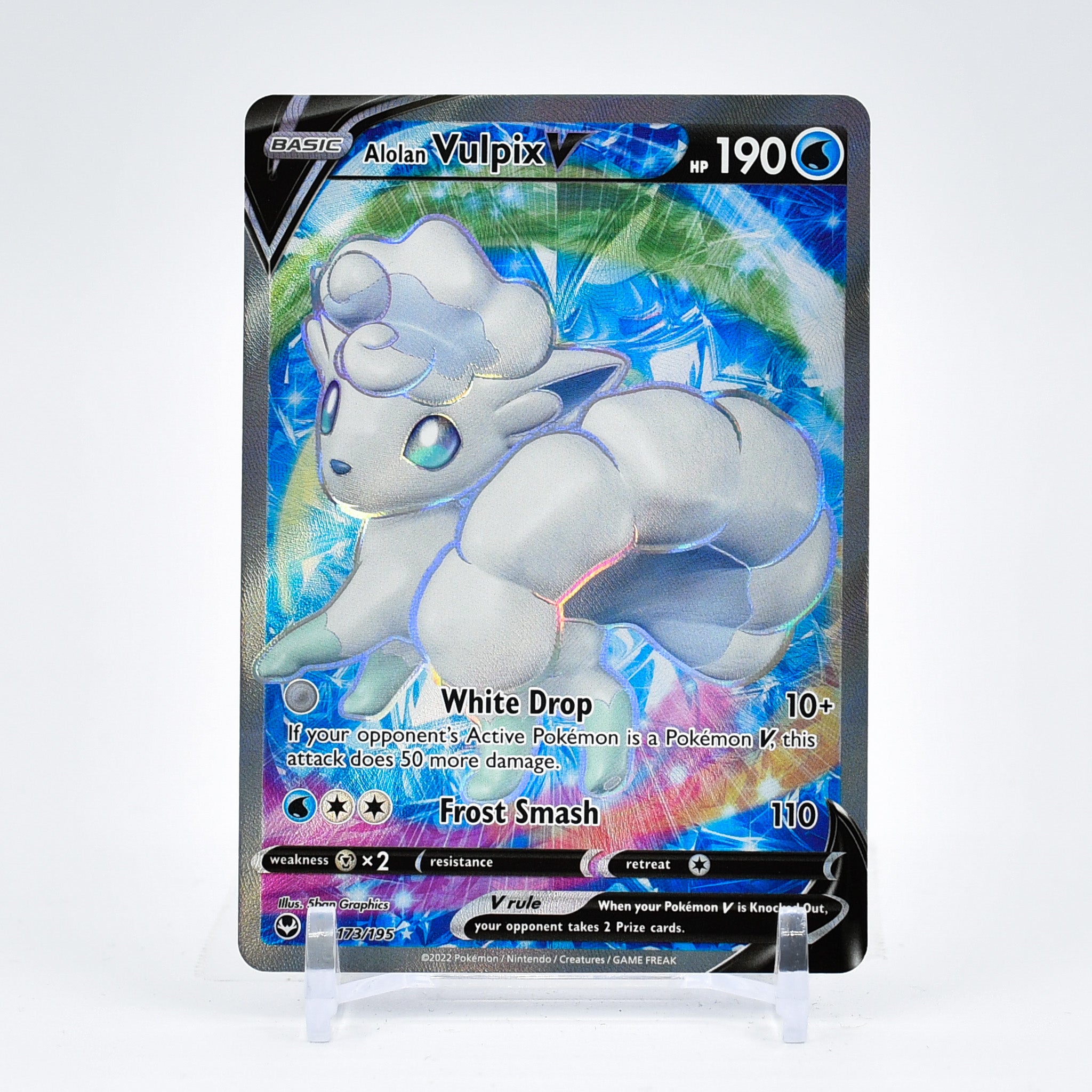 Alolan Vulpix V - 173/195 Silver Tempest FULL ART Pokemon - NM/MINT