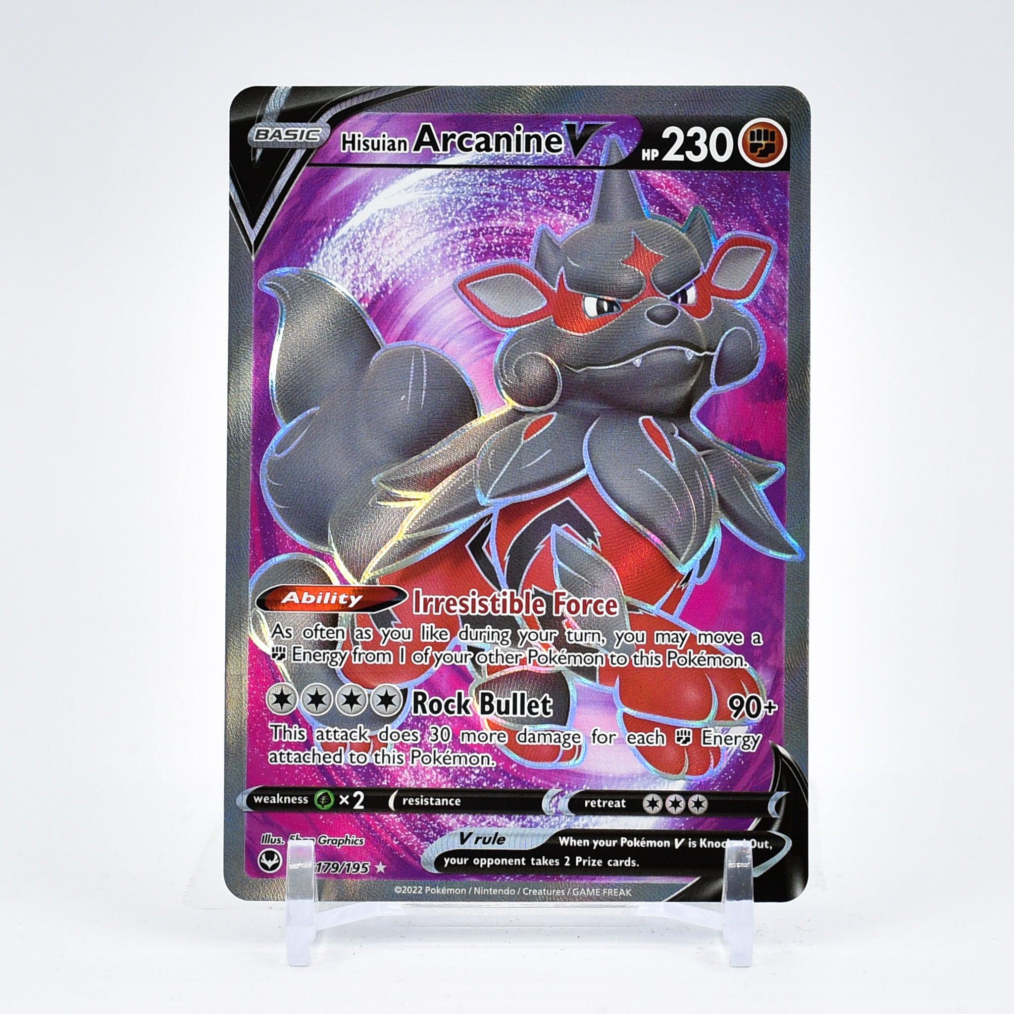 Hisuian Arcanine V - 179/195 Silver Tempest FULL ART Pokemon - NM/MINT