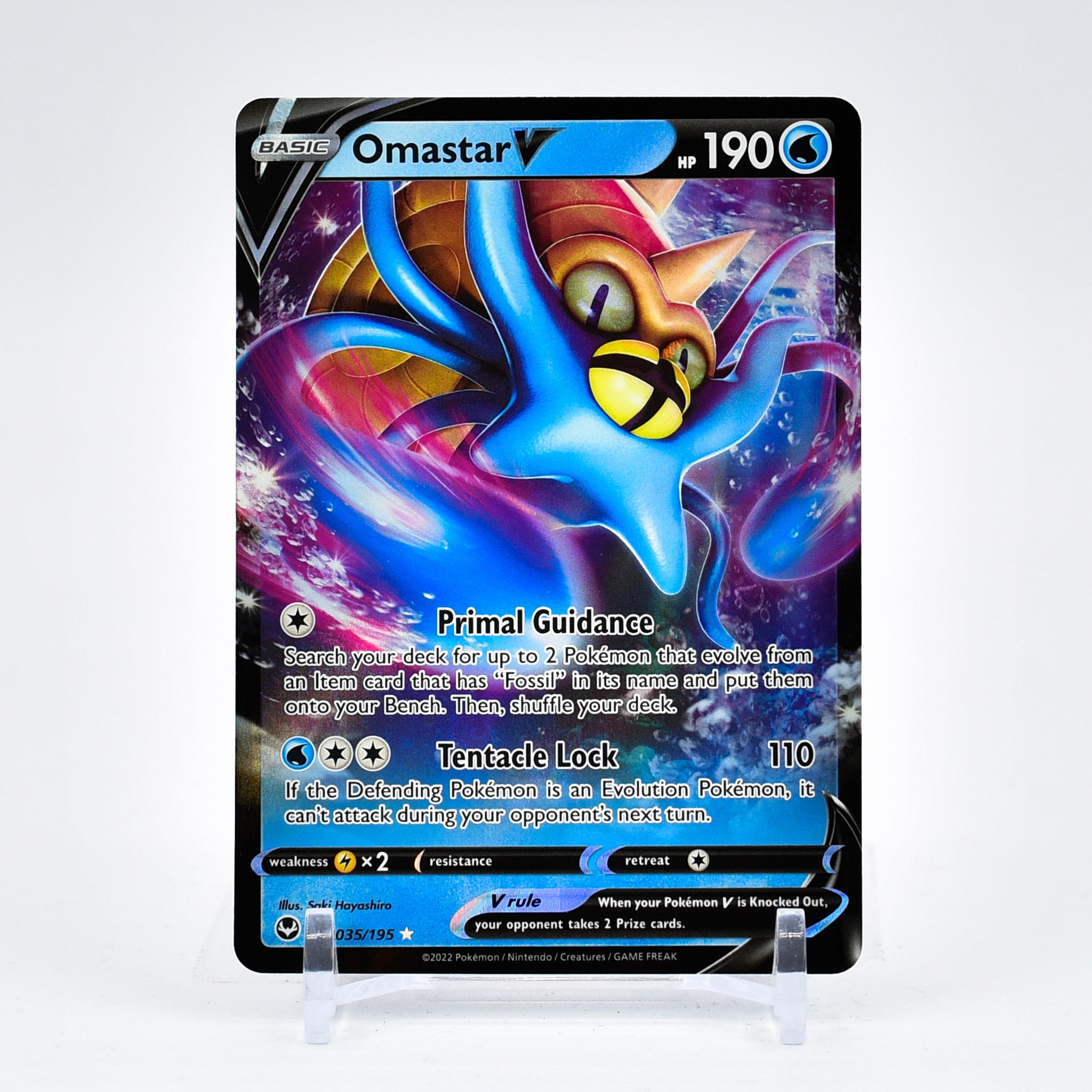 Omastar V - 035/195 Silver Tempest Ultra Rare Pokemon - NM/MINT