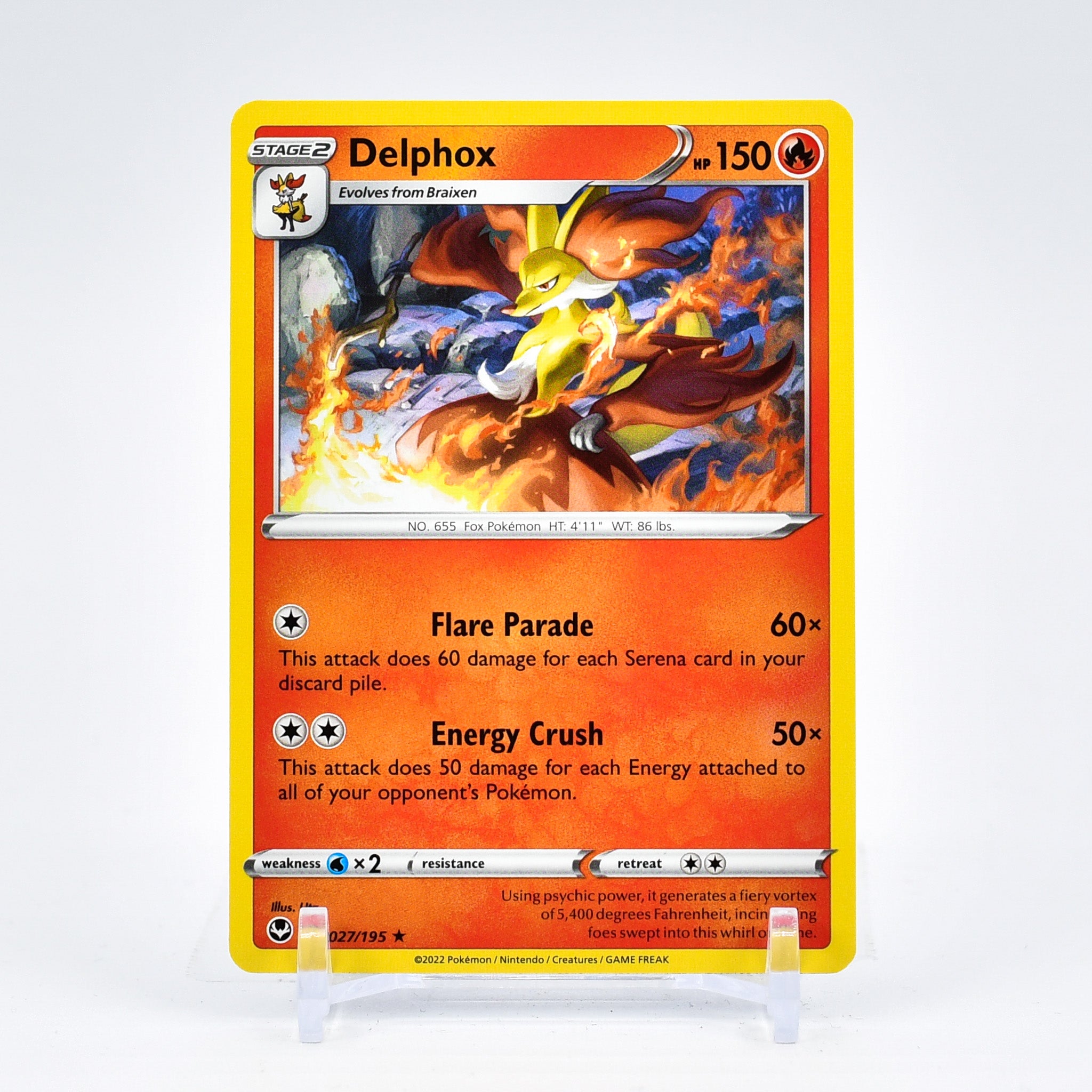 Delphox - 027/195 Silver Tempest Rare Pokemon - NM/MINT