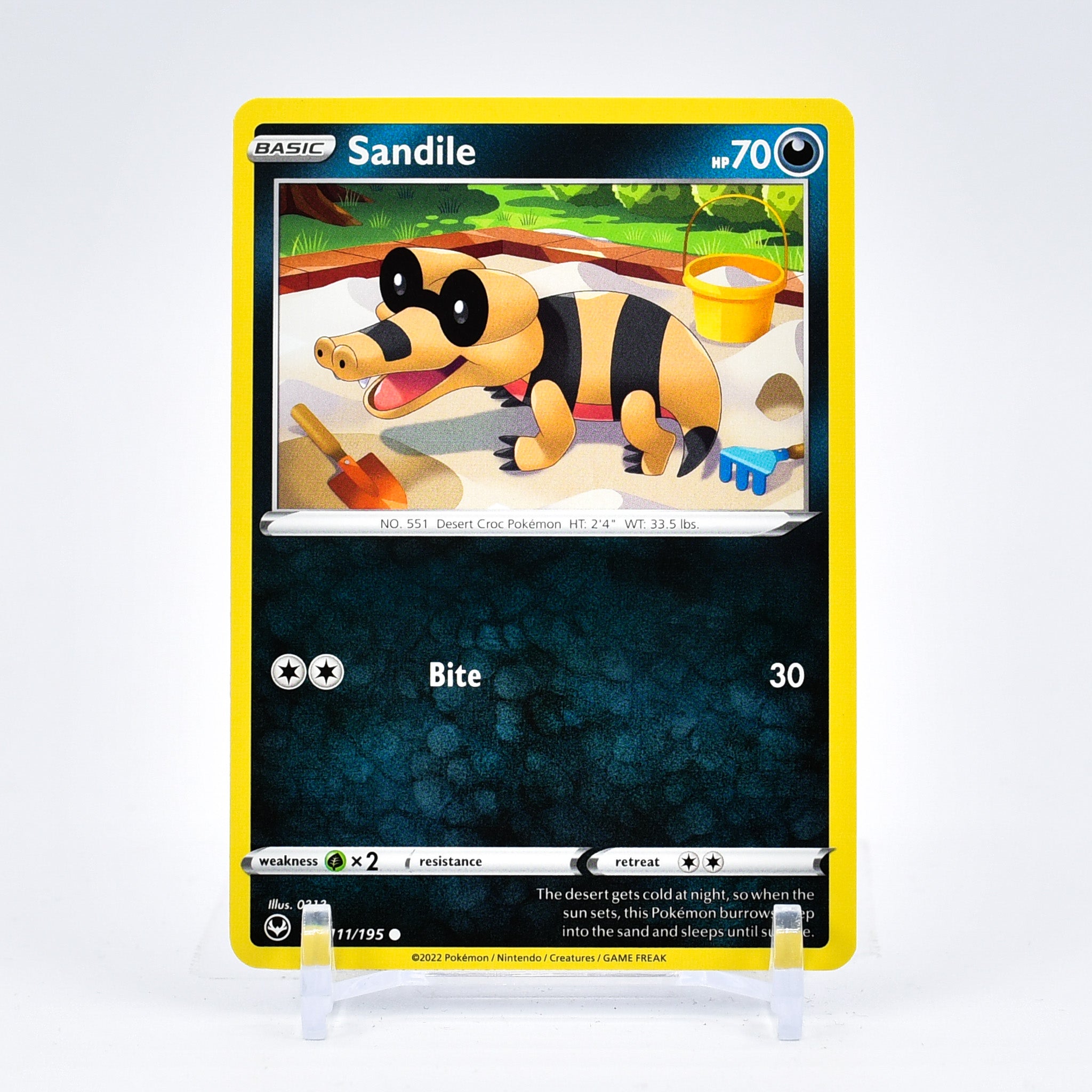 Sandile - 111/195 Silver Tempest Common Pokemon - NM/MINT