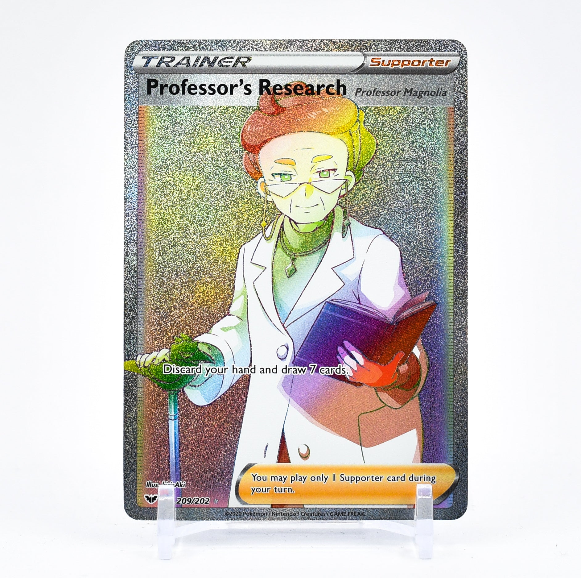 Professor's Research - 209/202 Sword & Shield SECRET RARE RAINBOW Trainer - NM/MINT