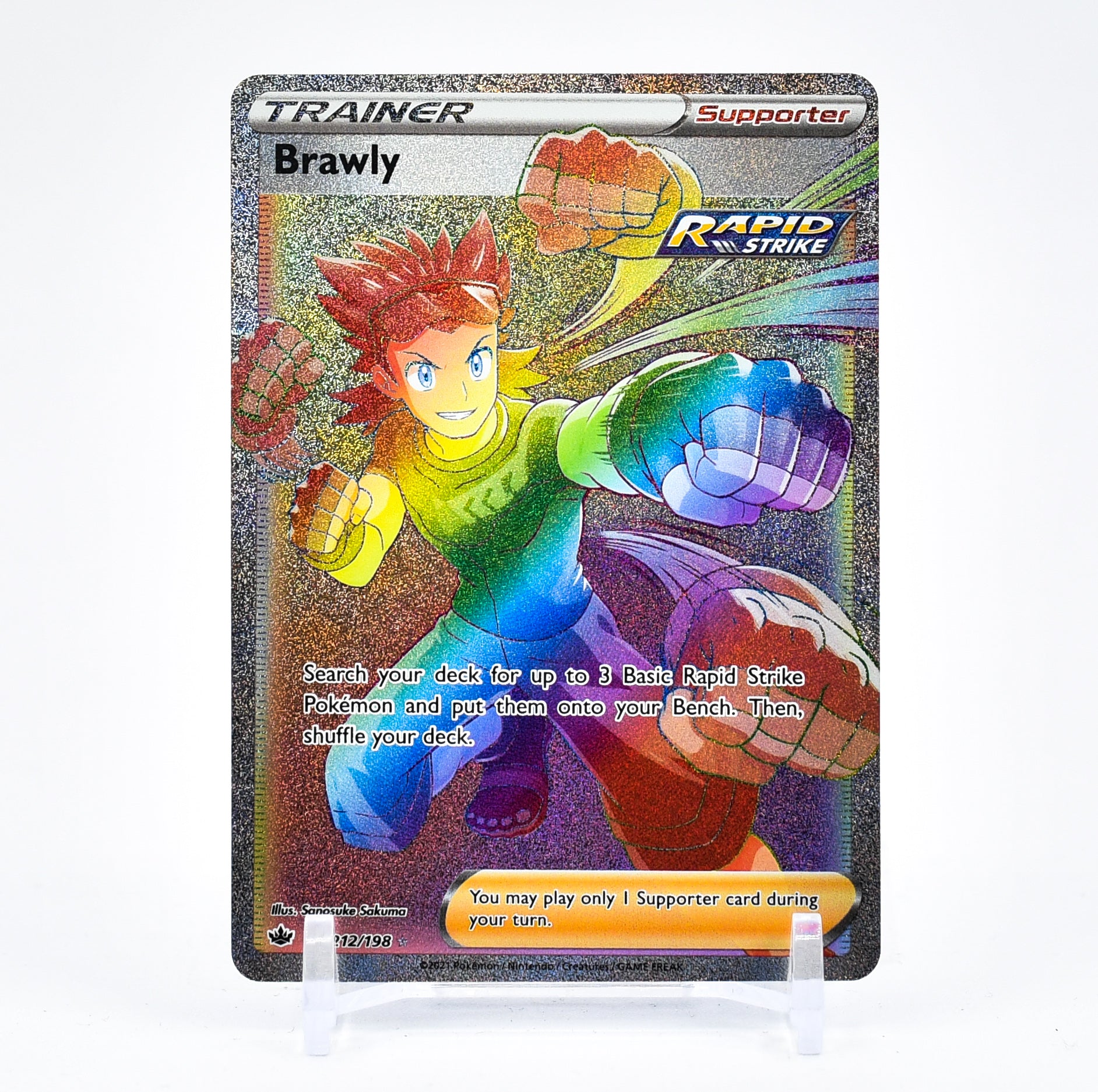 Brawly - 212/198 Chilling Reign SECRET RARE RAINBOW Trainer - NM/MINT