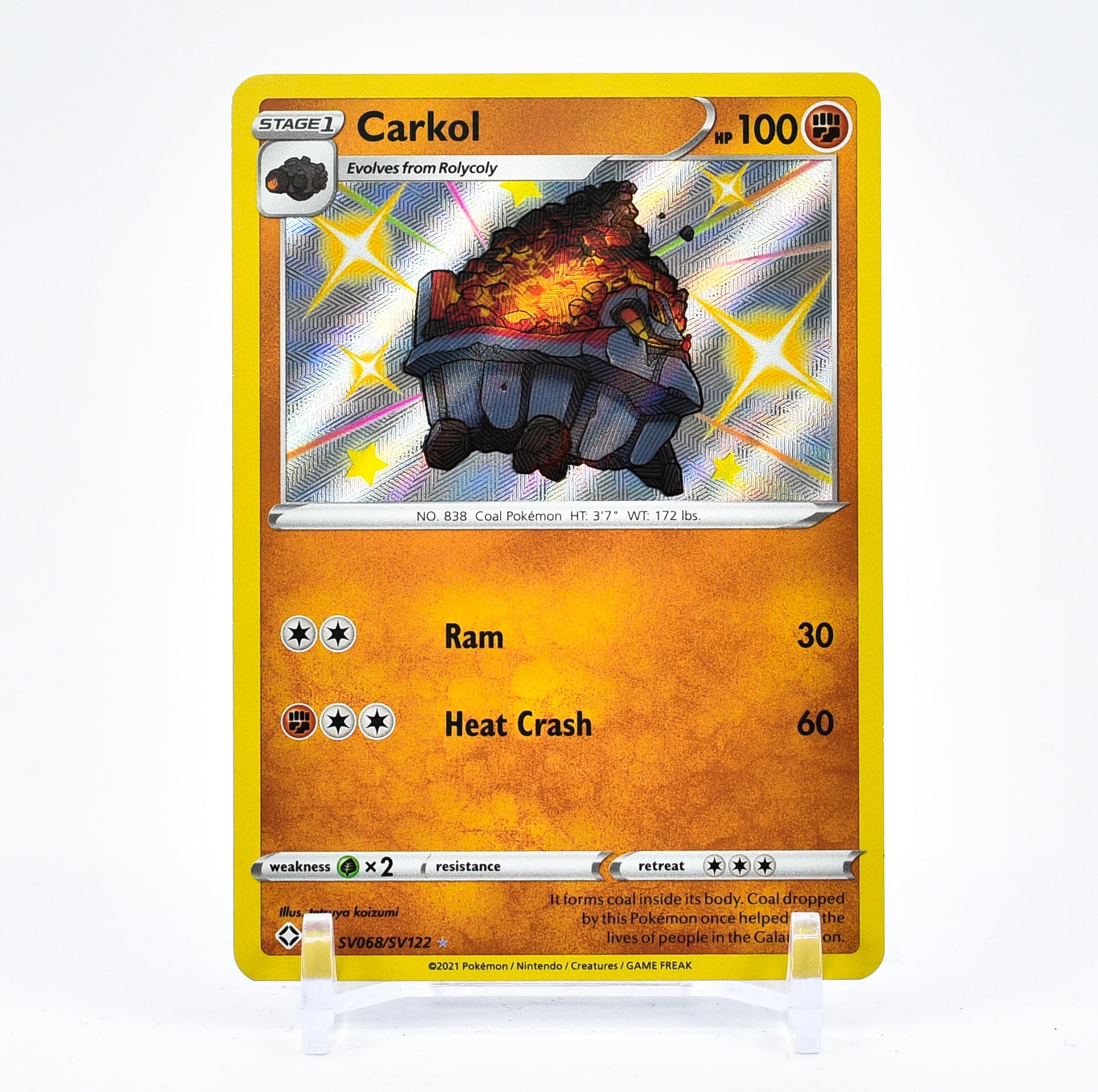 Carkol - SV068/SV122 Shining Fates SHINY Holo Rare Pokemon - NM/MINT