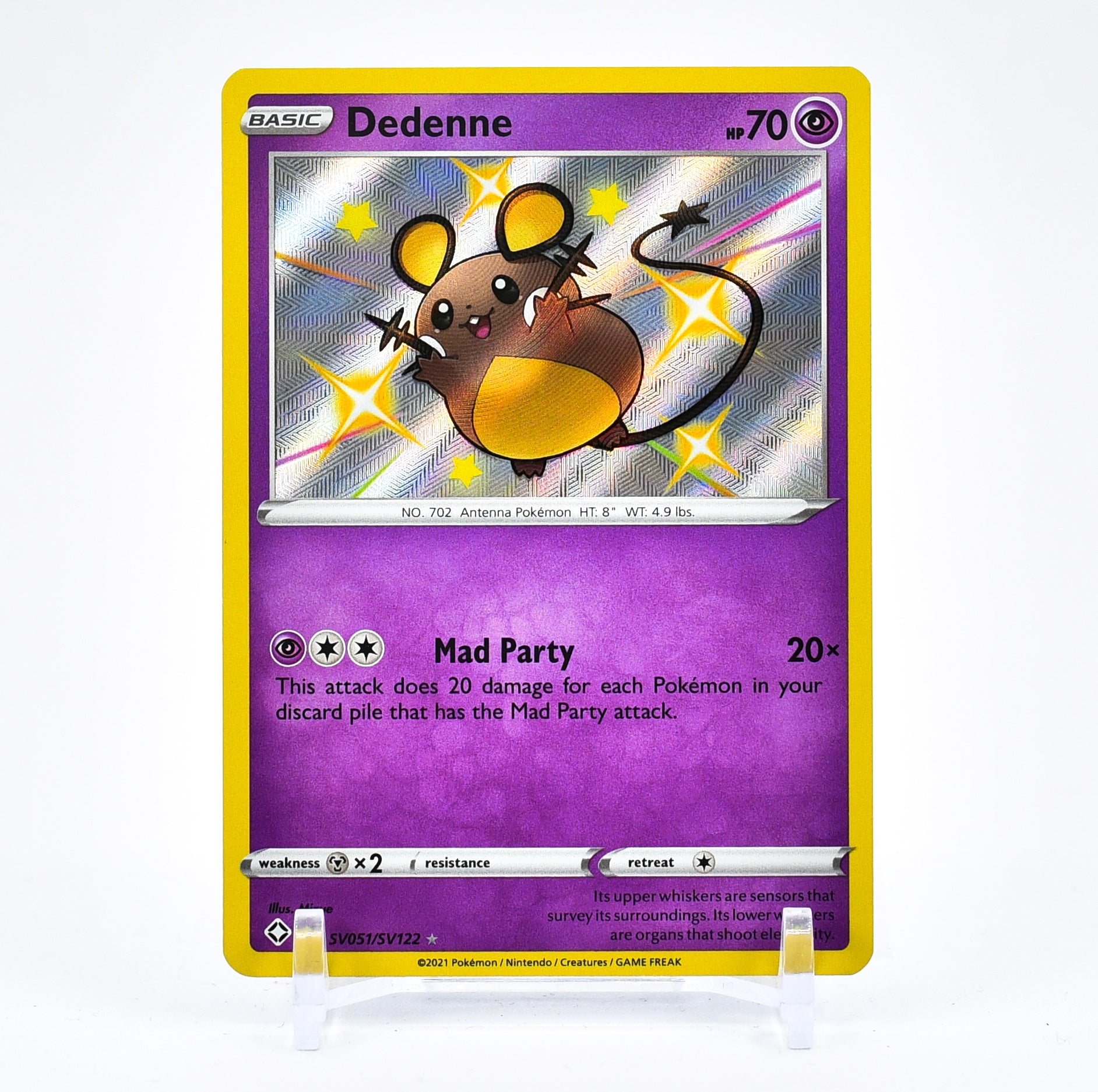 Dedenne - SV051/SV122 Shining Fates SHINY Holo Rare Pokemon - NM/MINT