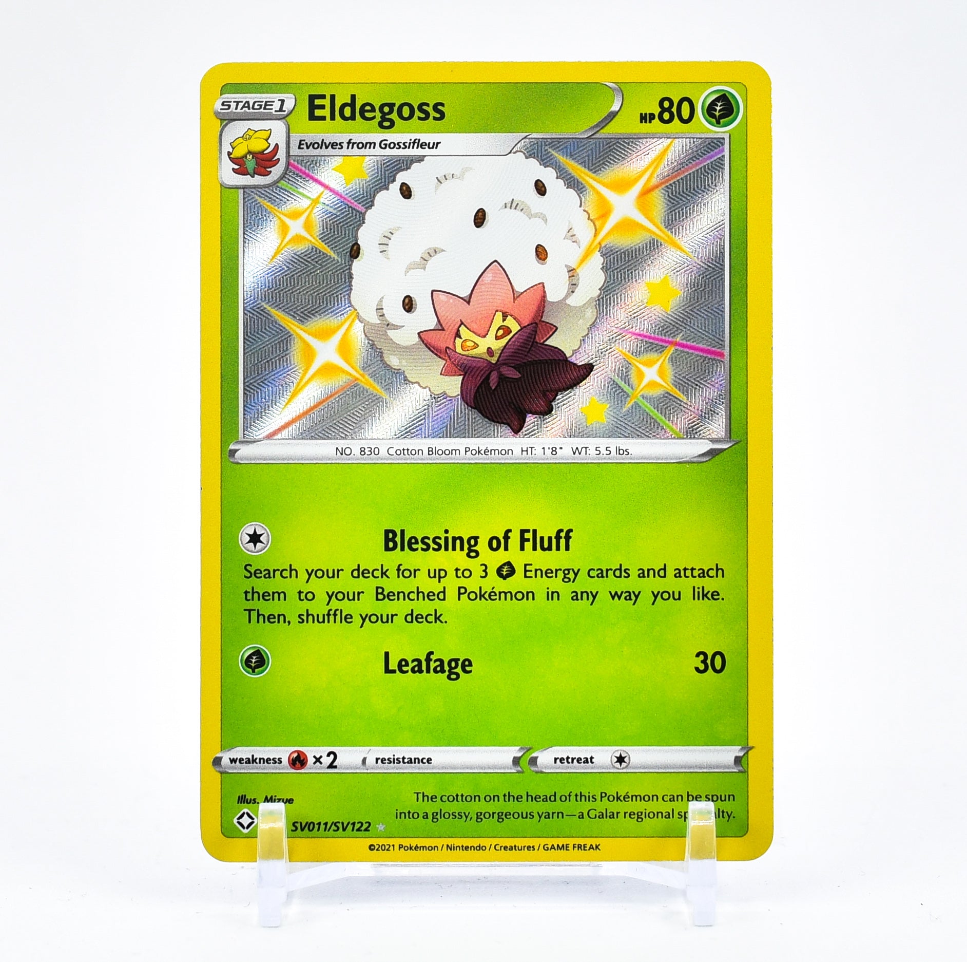Eldegoss - SV011/SV122 Shining Fates SHINY Holo Rare Pokemon - NM/MINT