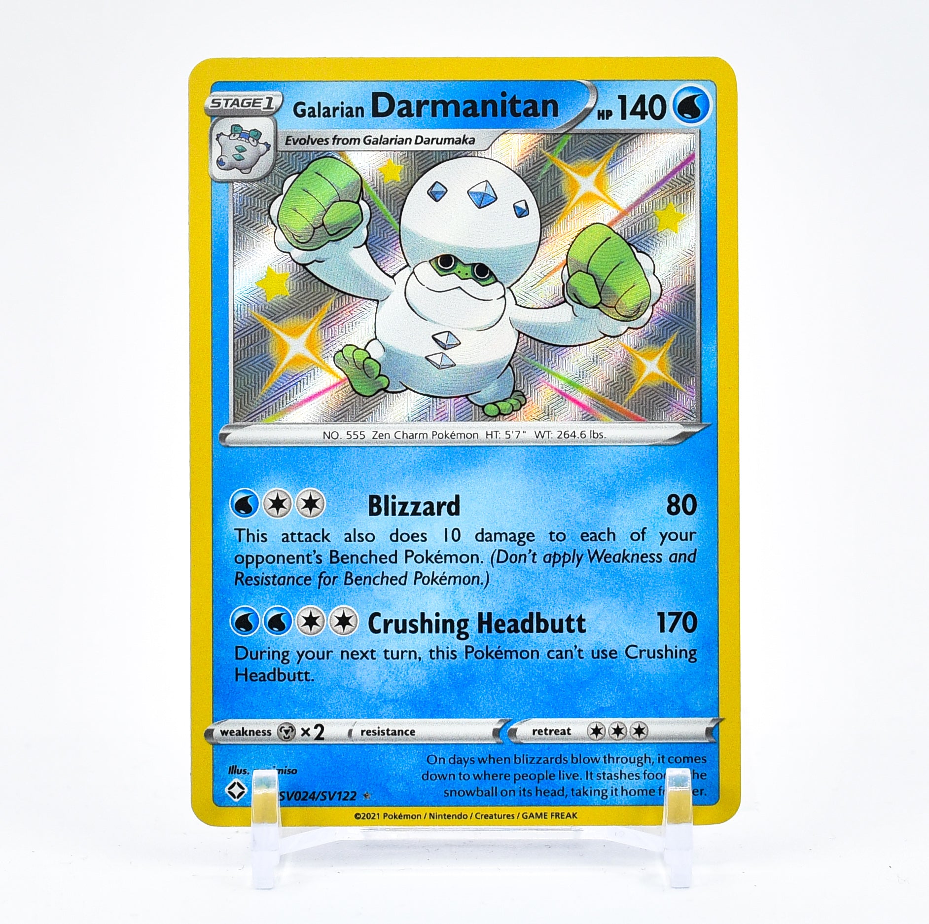 Galarian Darmanitan - SV024/SV122 Shining Fates SHINY Holo Rare Pokemon - NM/MINT