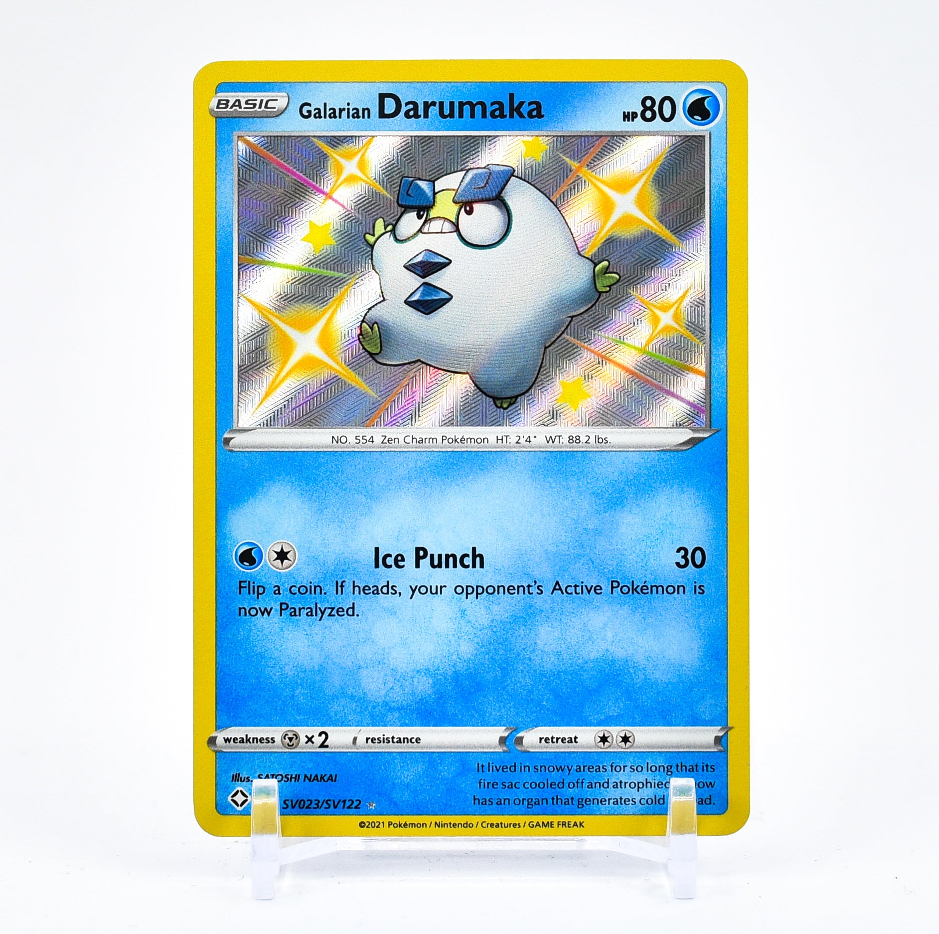 Galarian Darumaka - SV023/SV122 Shining Fates SHINY Holo Rare Pokemon - NM/MINT