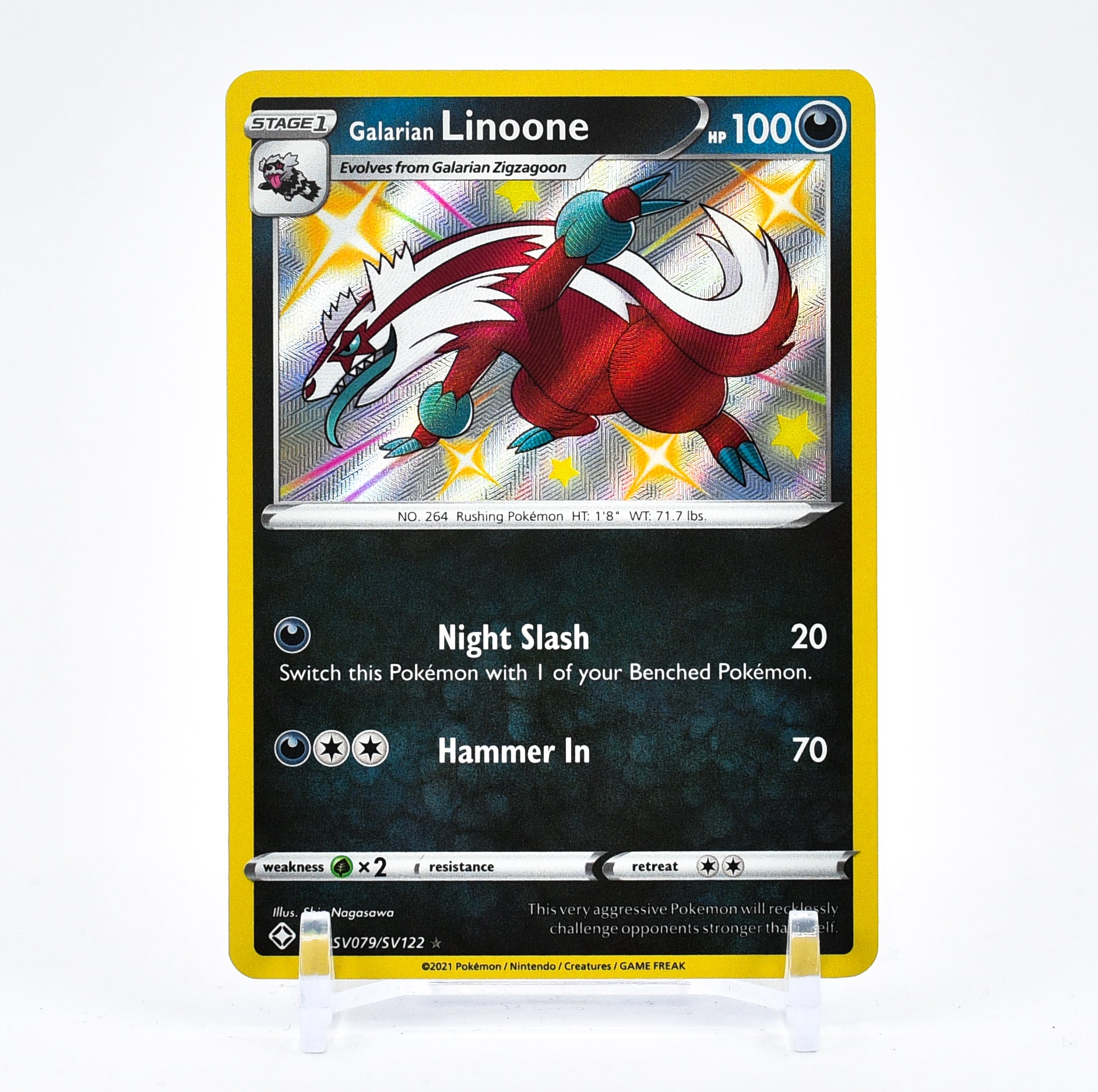 Galarian Linoone - SV079/SV122 Shining Fates SHINY Holo Rare Pokemon - NM/MINT