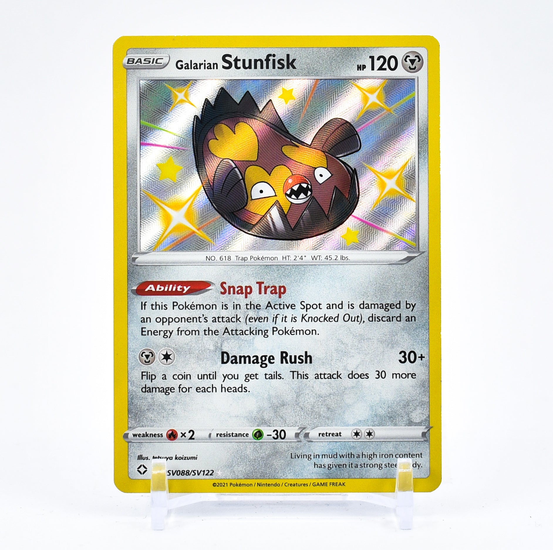 Galarian Stunfisk - SV088/SV122 Shining Fates SHINY Holo Rare Pokemon - NM/MINT