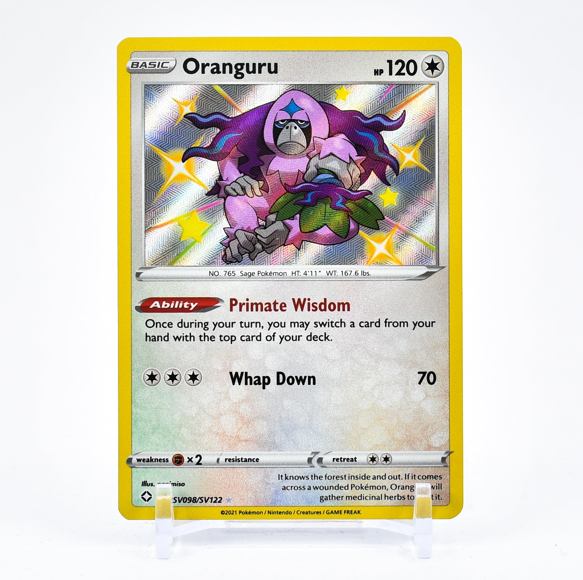 Oranguru - SV098/SV122 Shining Fates SHINY Holo Rare Pokemon - NM/MINT