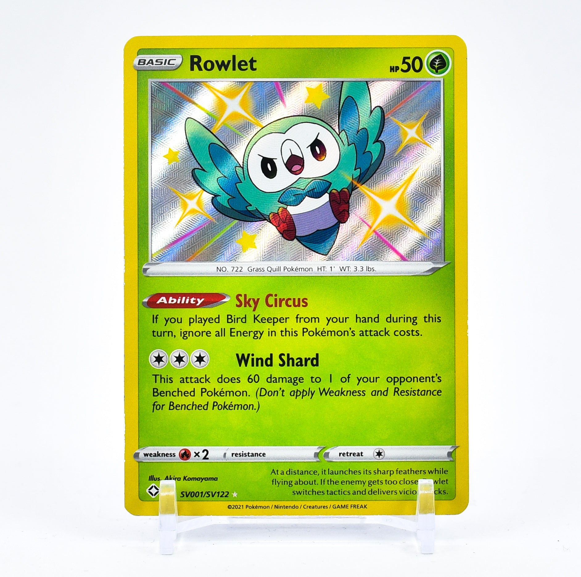 Rowlet - SV001/SV122 Shining Fates SHINY Holo Rare Pokemon - NM/MINT