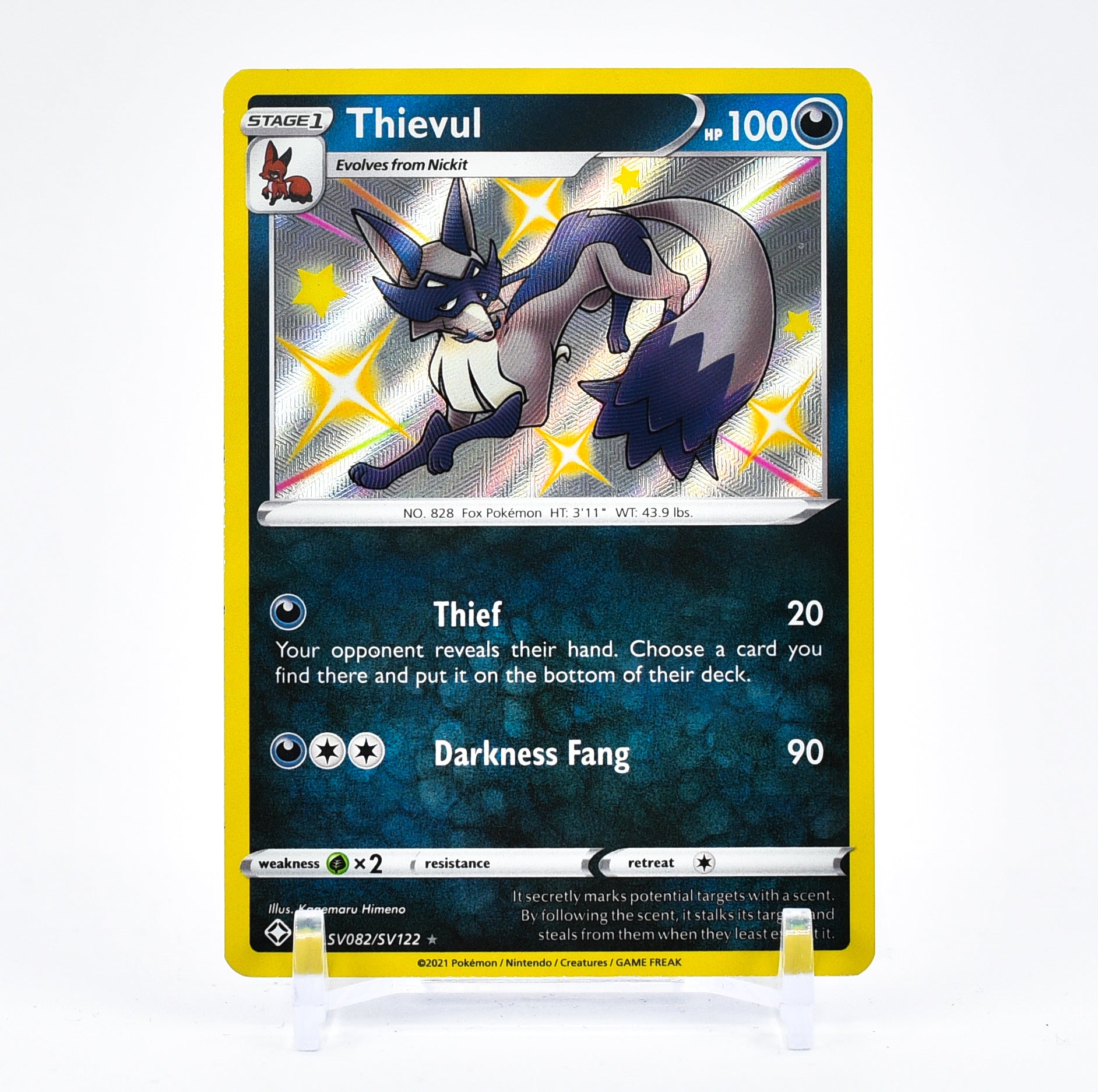 Thievul - SV082/SV122 Shining Fates SHINY Holo Rare Pokemon - NM/MINT