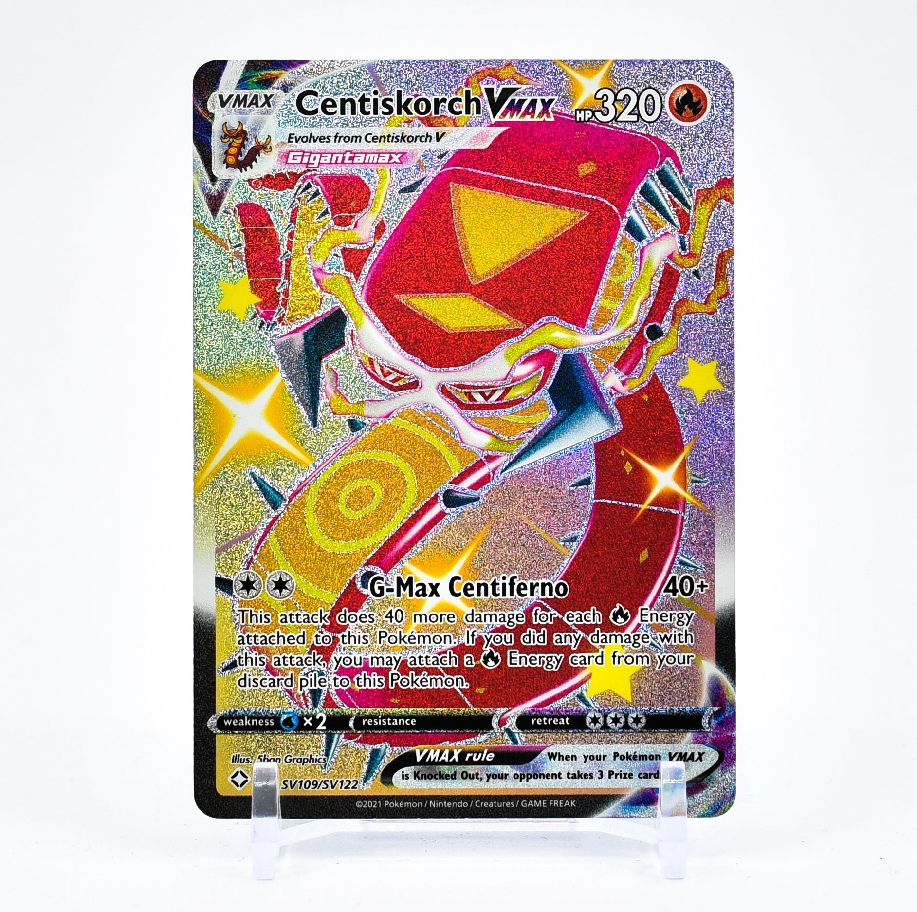 Centiskorch Vmax - SV109/SV122 Shining Fates SHINY FULL ART Pokemon - NM/MINT