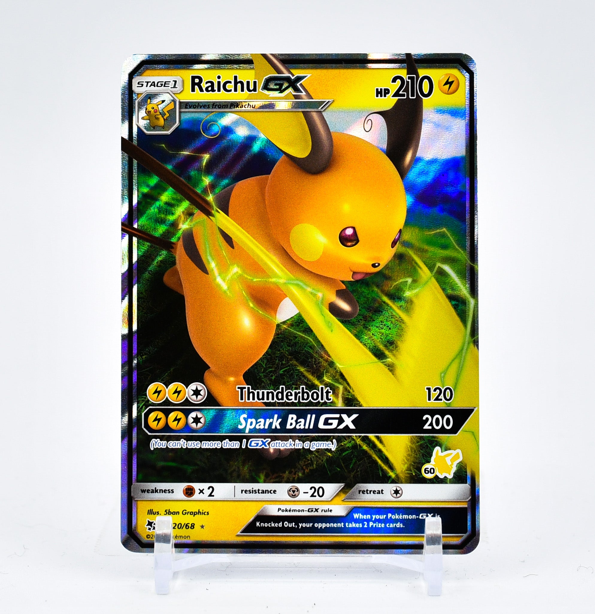 Raichu GX - 20/68 Hidden Fates Ultra Rare Pokemon - NM/MINT