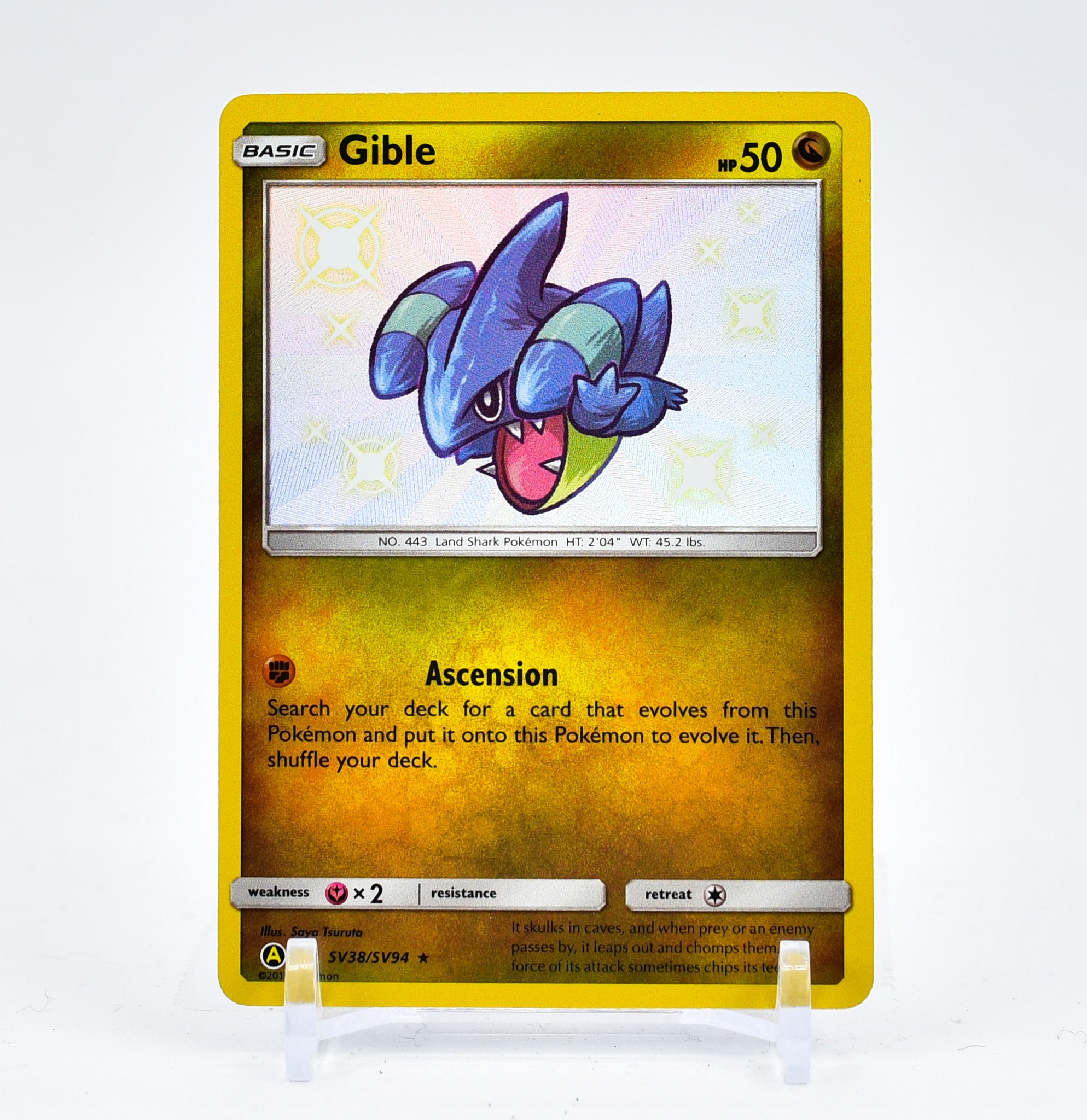 Gible - SV38/SV94 Hidden Fates BABY SHINY Holo Rare Pokemon - NM/MINT