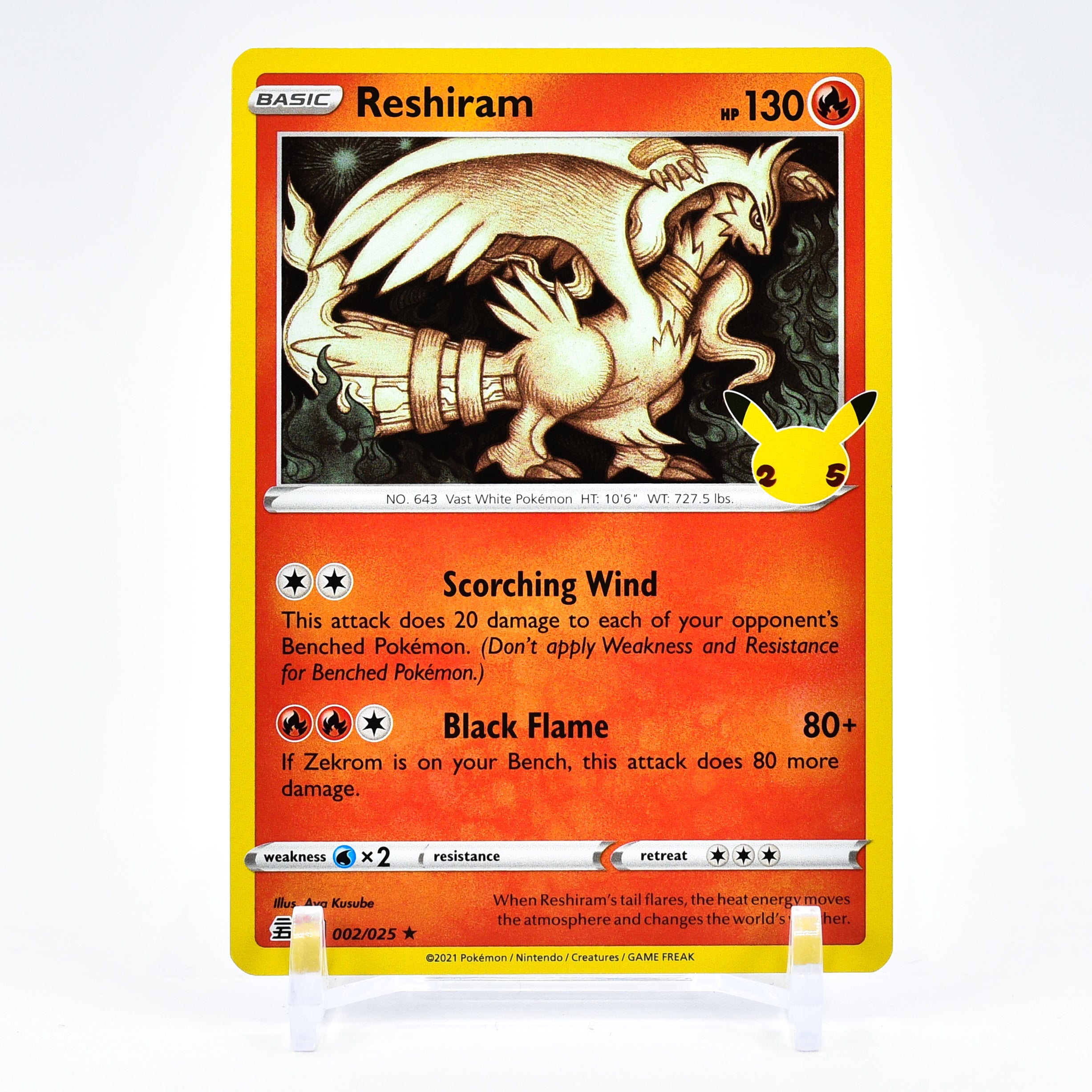 Reshiram - 002/025 Celebrations 25th Anniversary Holo Rare Pokemon - NM/MINT