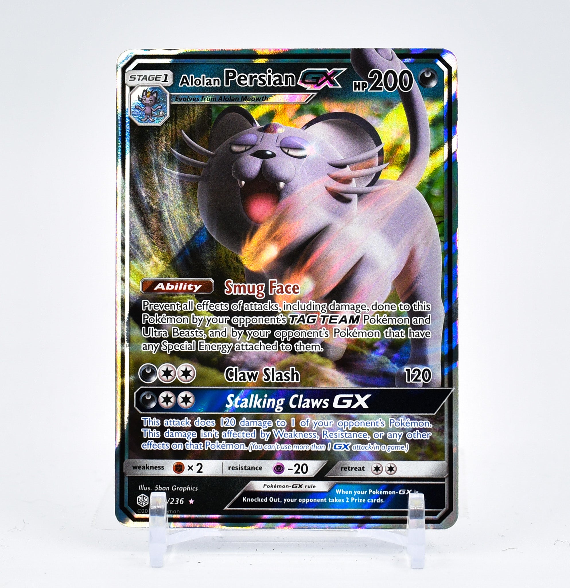 Alolan Persian GX - 129/236 Cosmic Eclipse Ultra Rare Pokemon - NM/MINT