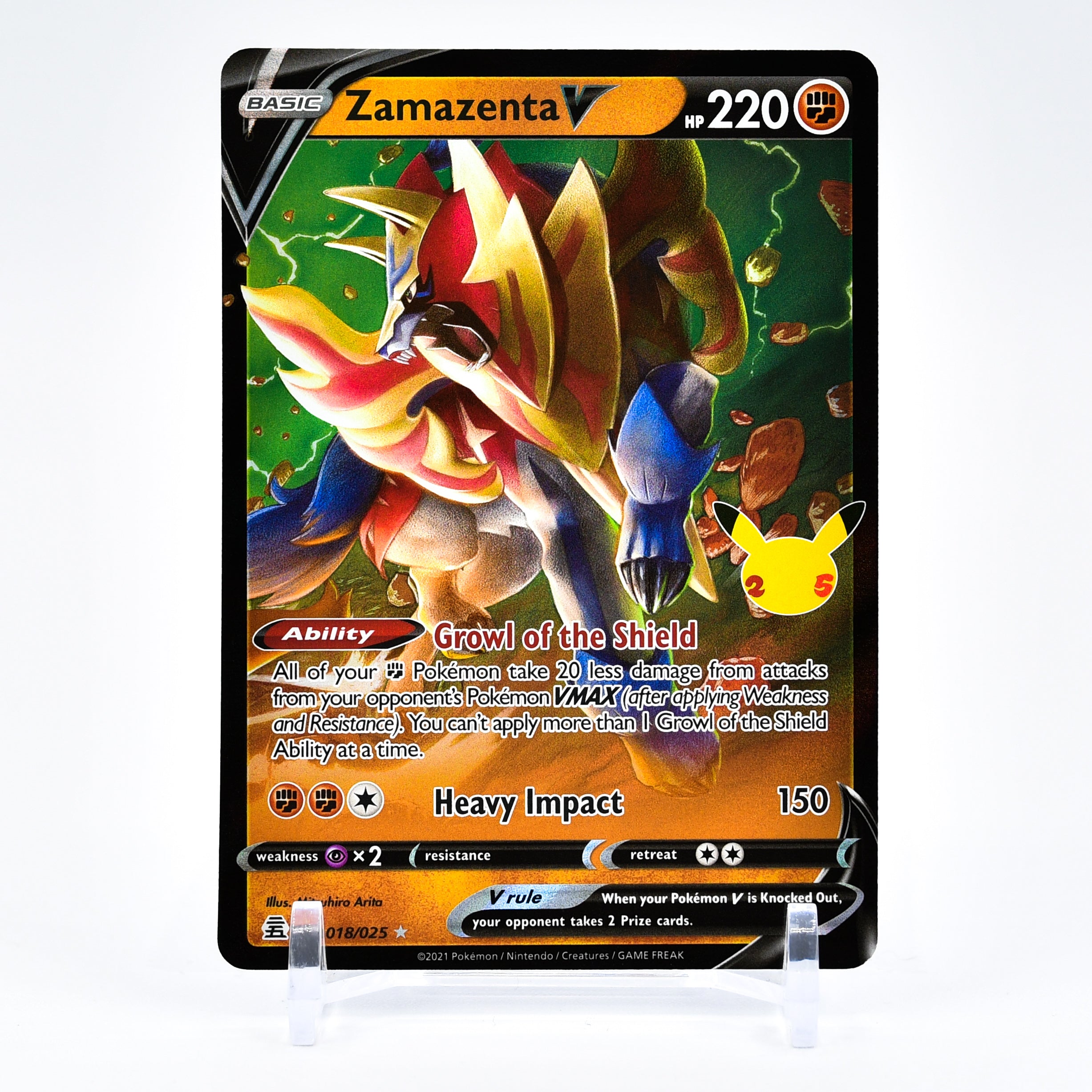 Zamazenta V - 018/025 Celebrations 25th Anniversary Holo Rare Pokemon - NM/MINT