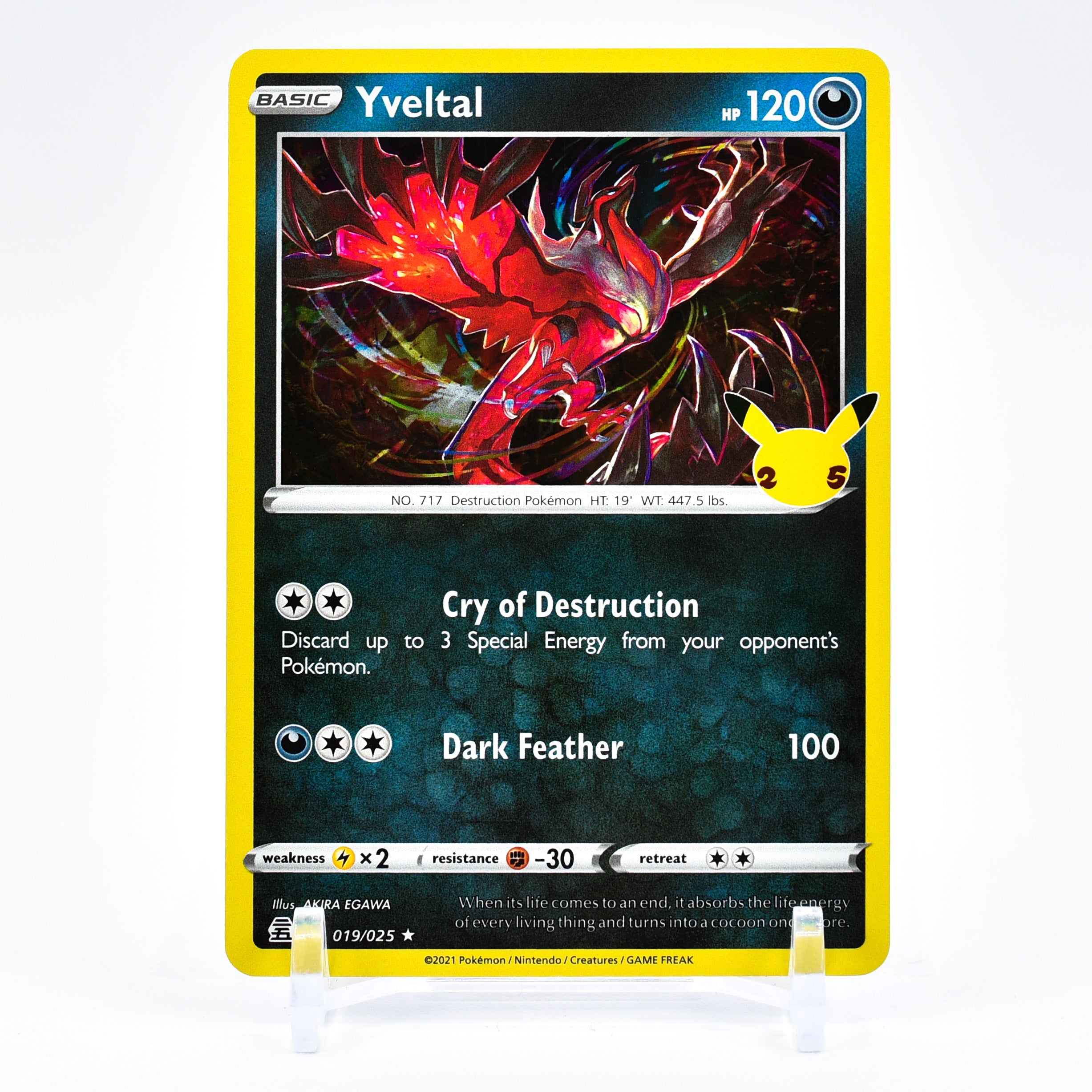 Yveltal - 019/025 Celebrations 25th Anniversary Holo Rare Pokemon - NM/MINT