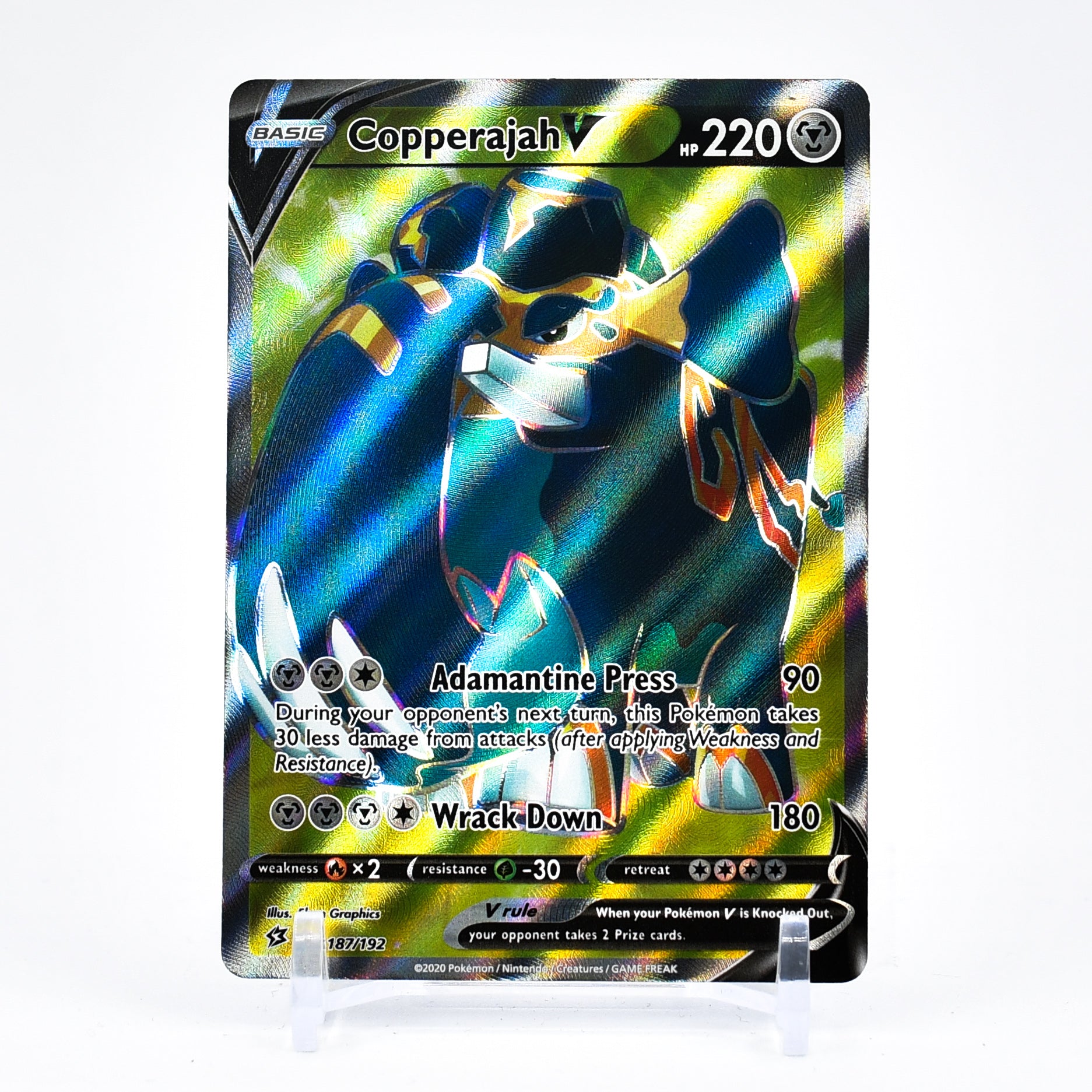 Copperajah V - 187/192 Rebel Clash FULL ART Pokemon - NM/MINT