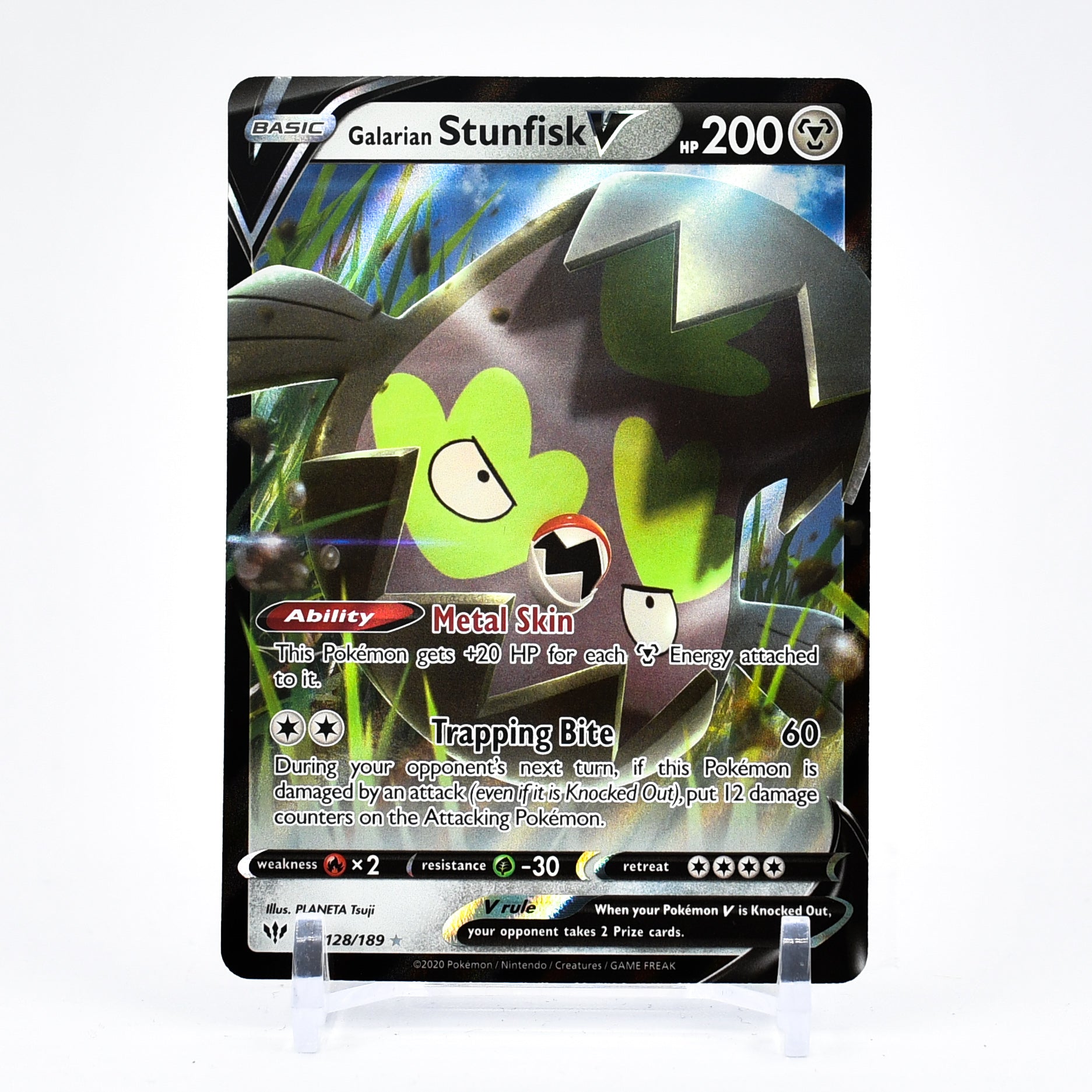 Galarian Stunfisk V - 128/189 Darkness Ablaze Ultra Rare Pokemon - NM/MINT