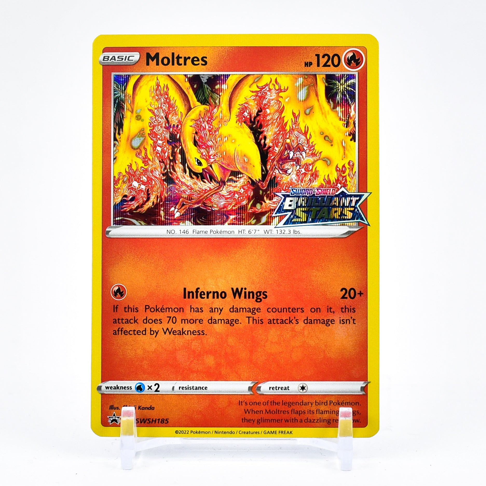 Moltres - SWSH185 Brilliant Stars PRERELEASE STAMPED Promo Pokemon - NM/MINT