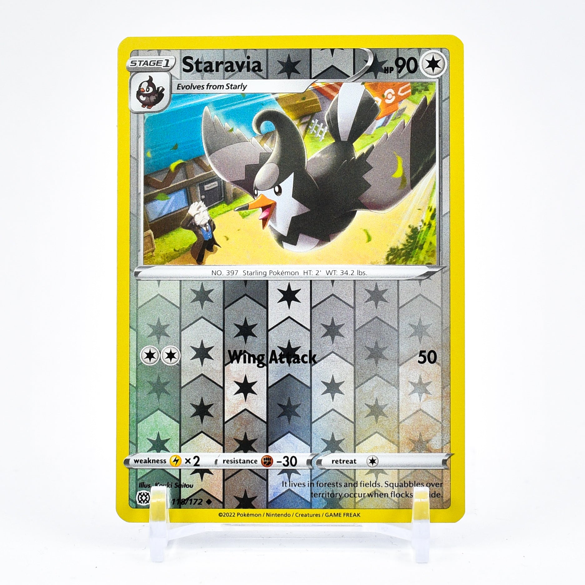 Staravia - 118/172 Brilliant Stars Reverse Holo Uncommon Pokemon - NM/MINT