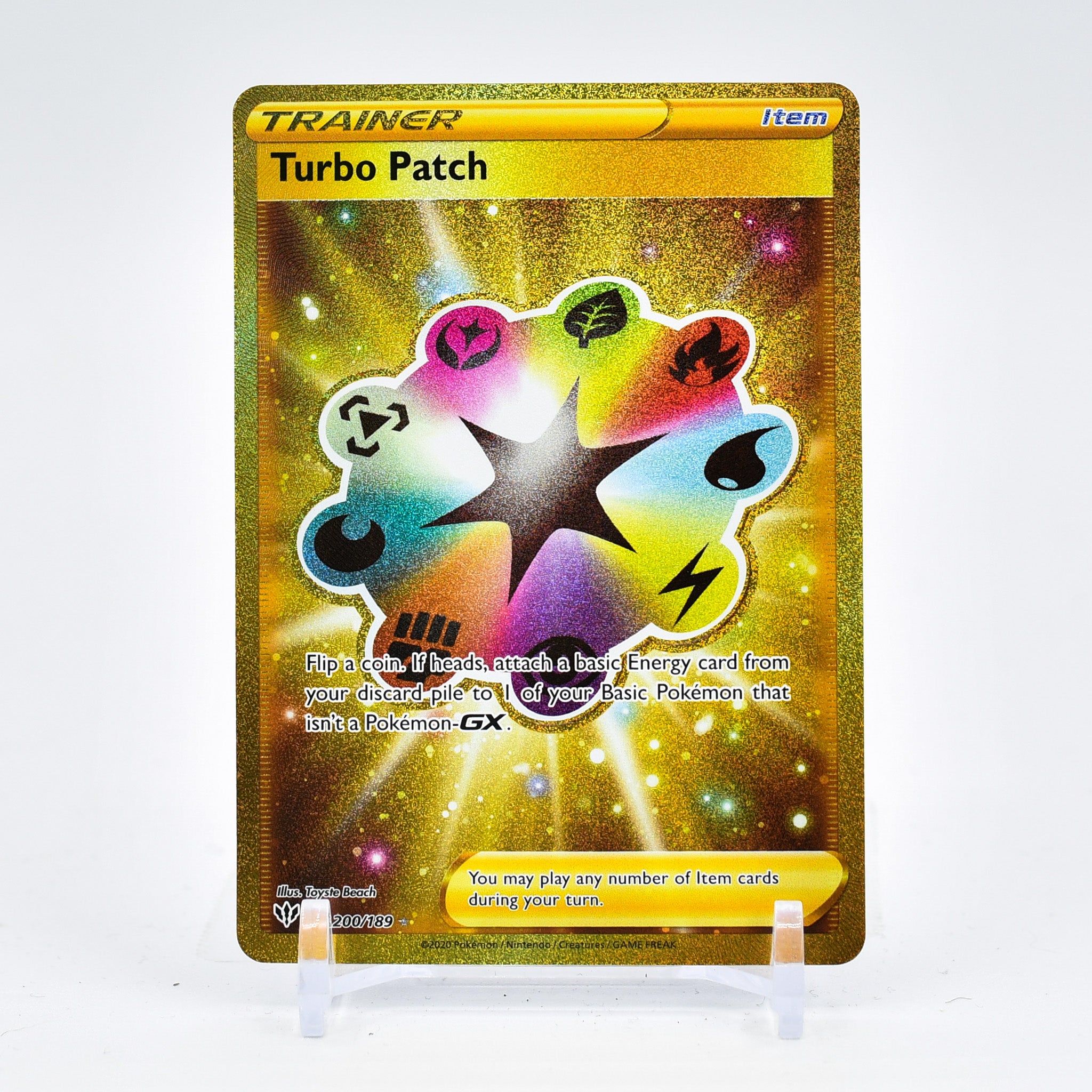 Turbo Patch - 200/189 Darkness Ablaze SECRET RARE GOLD Trainer - NM/MINT