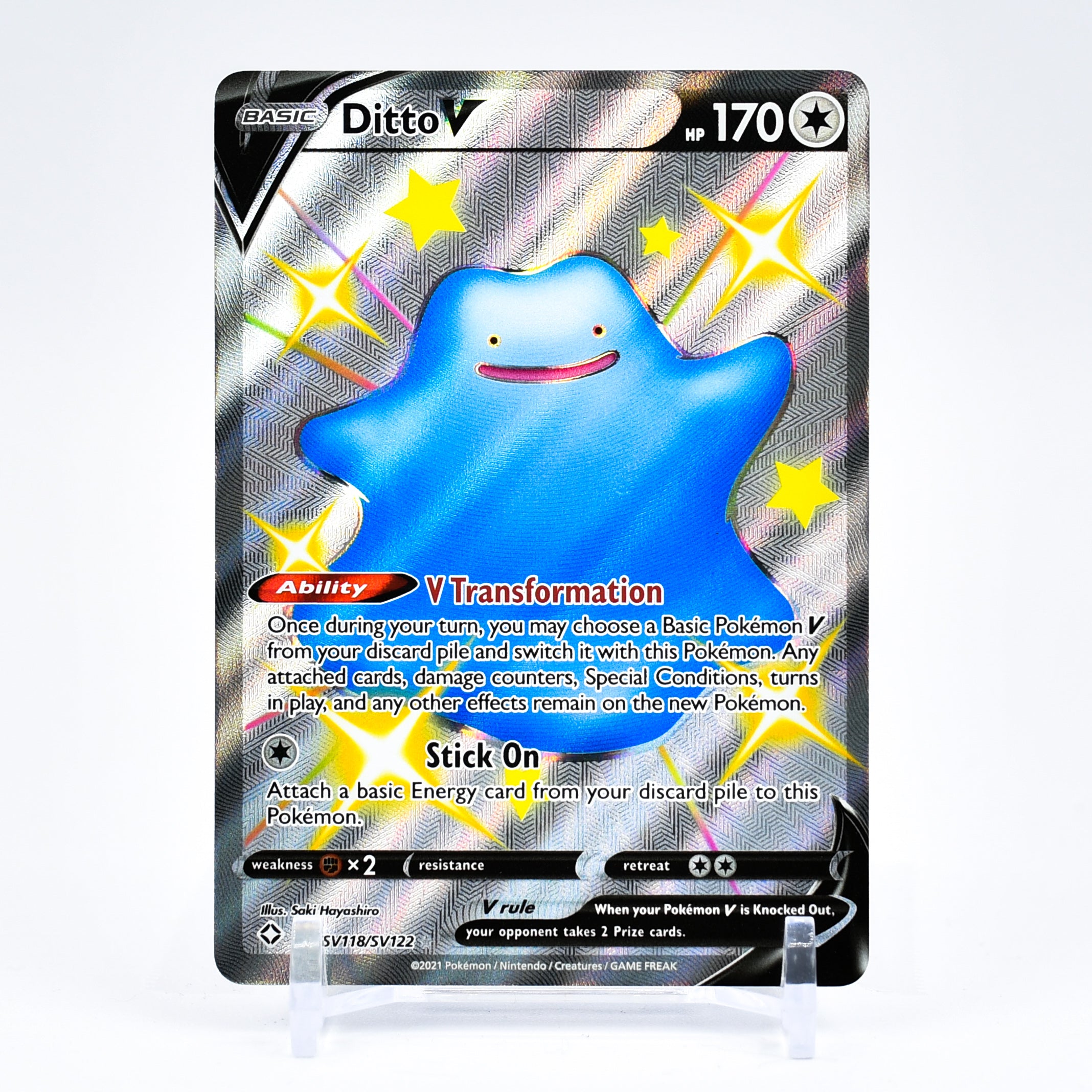 Ditto V - SV118/SV122 Shining Fates FULL ART SHINY Pokemon - NM/MINT