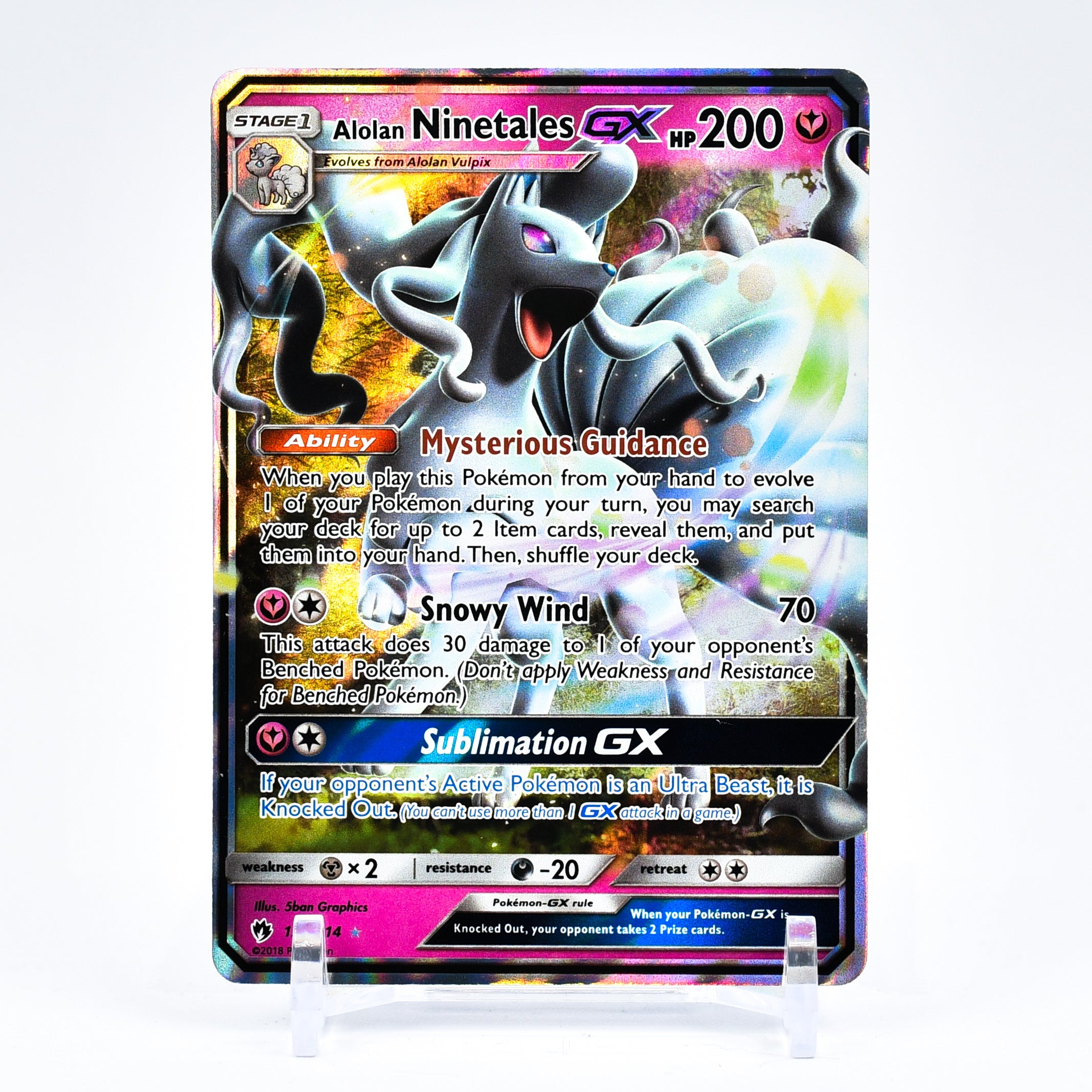 Alolan Ninetales GX - 132/214 Lost Thunder Ultra Rare Pokemon - NM/MINT