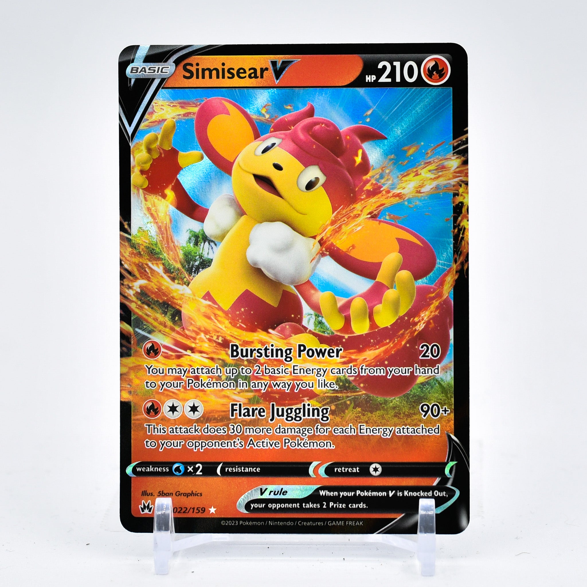 Simisear V - 022/159 Crown Zenith Ultra Rare Pokemon - NM/MINT