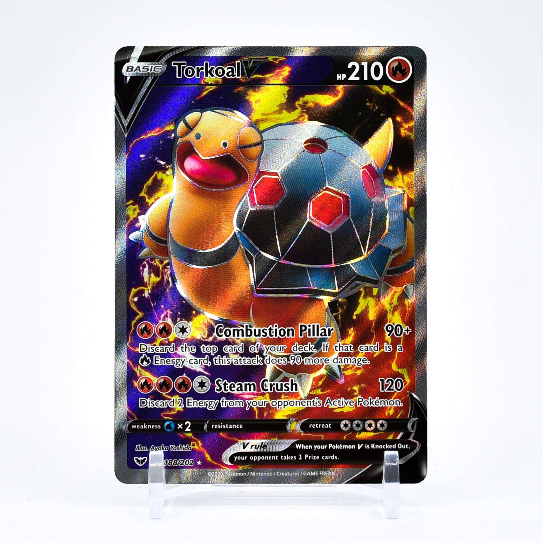 Torkoal V - 188/202 Sword & Shield FULL ART Pokemon - NM/MINT