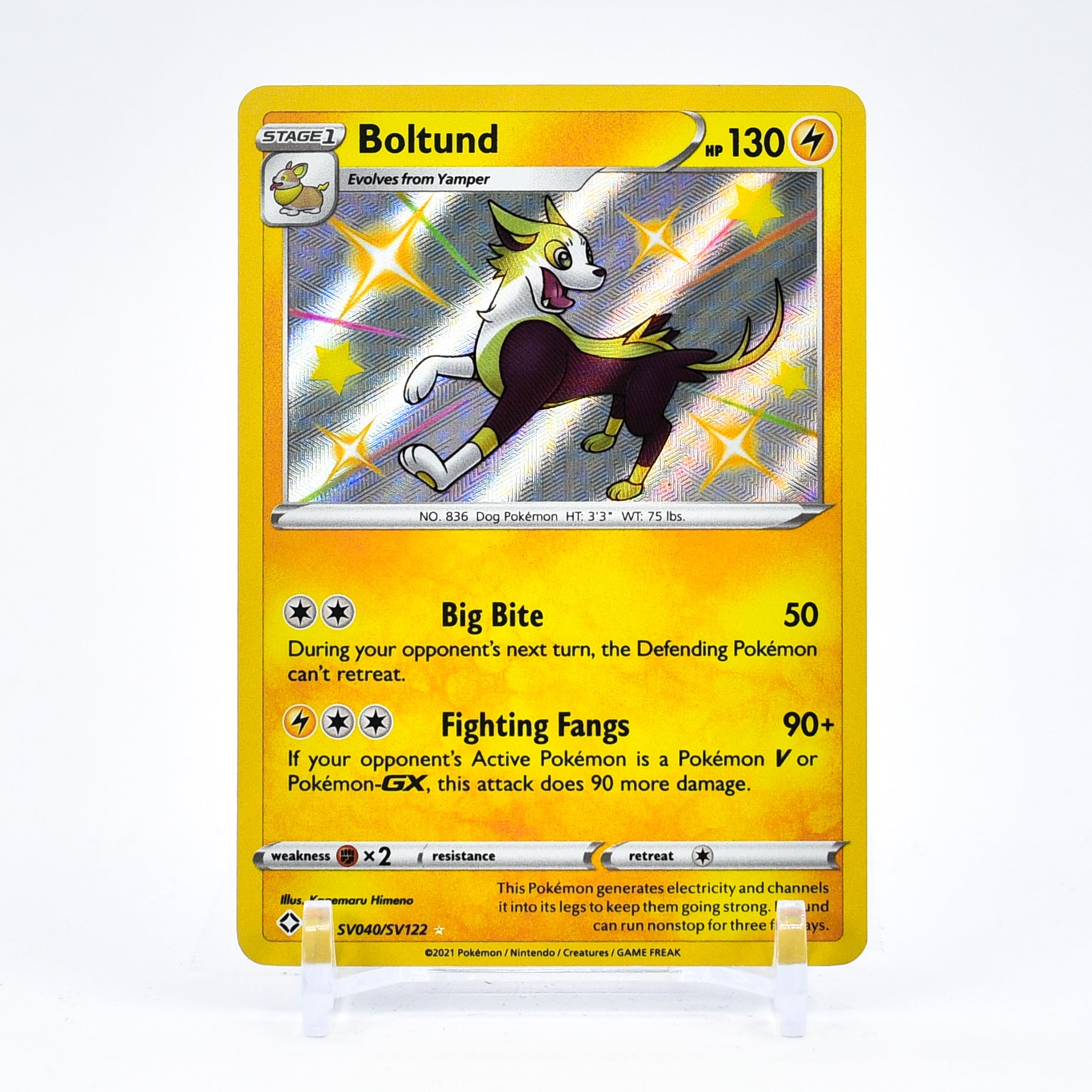 Boltund - SV040/SV122 Shining Fates SHINY Holo Rare Pokemon - NM/MINT
