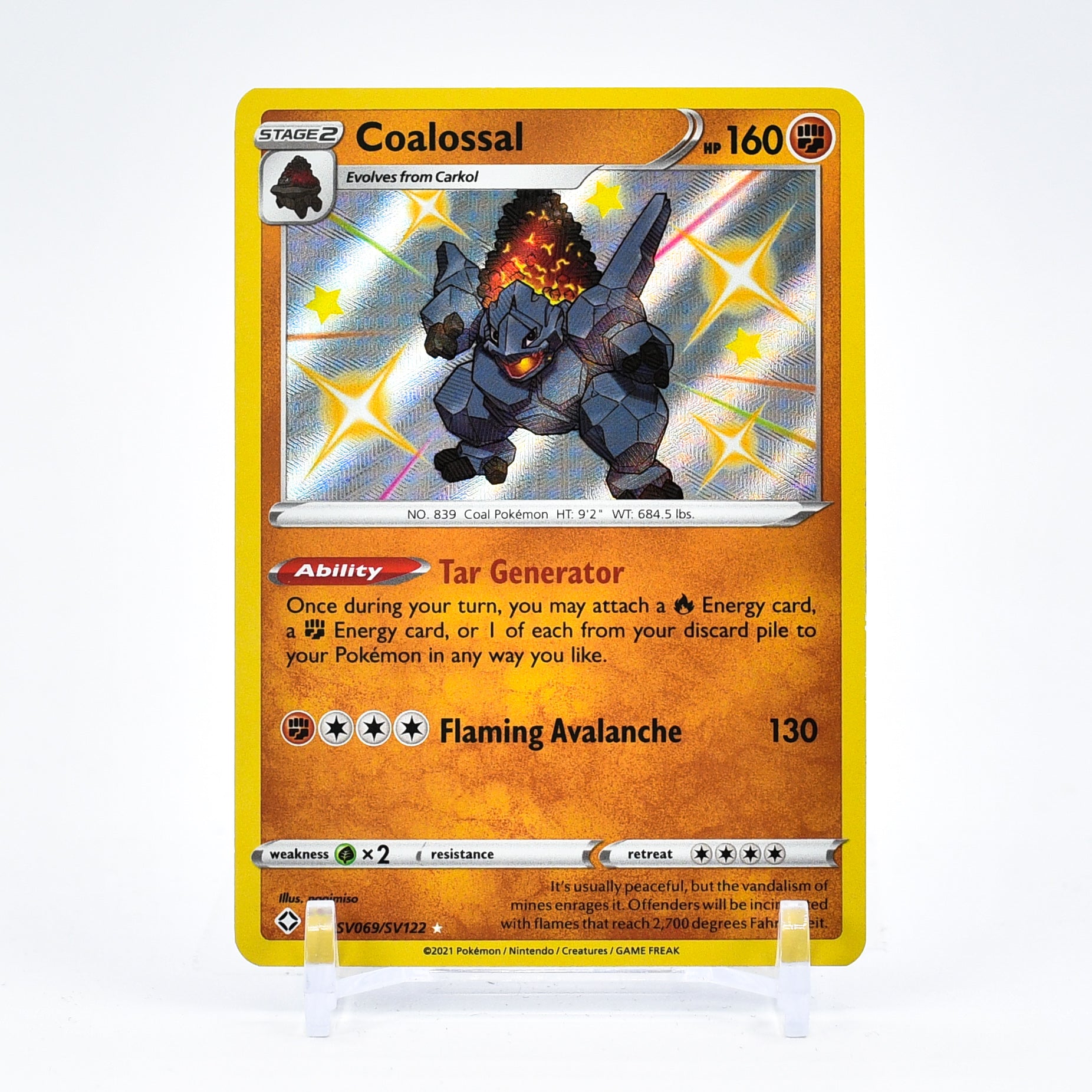 Coalossal - SV069/SV122 Shining Fates SHINY Holo Rare Pokemon - NM/MINT