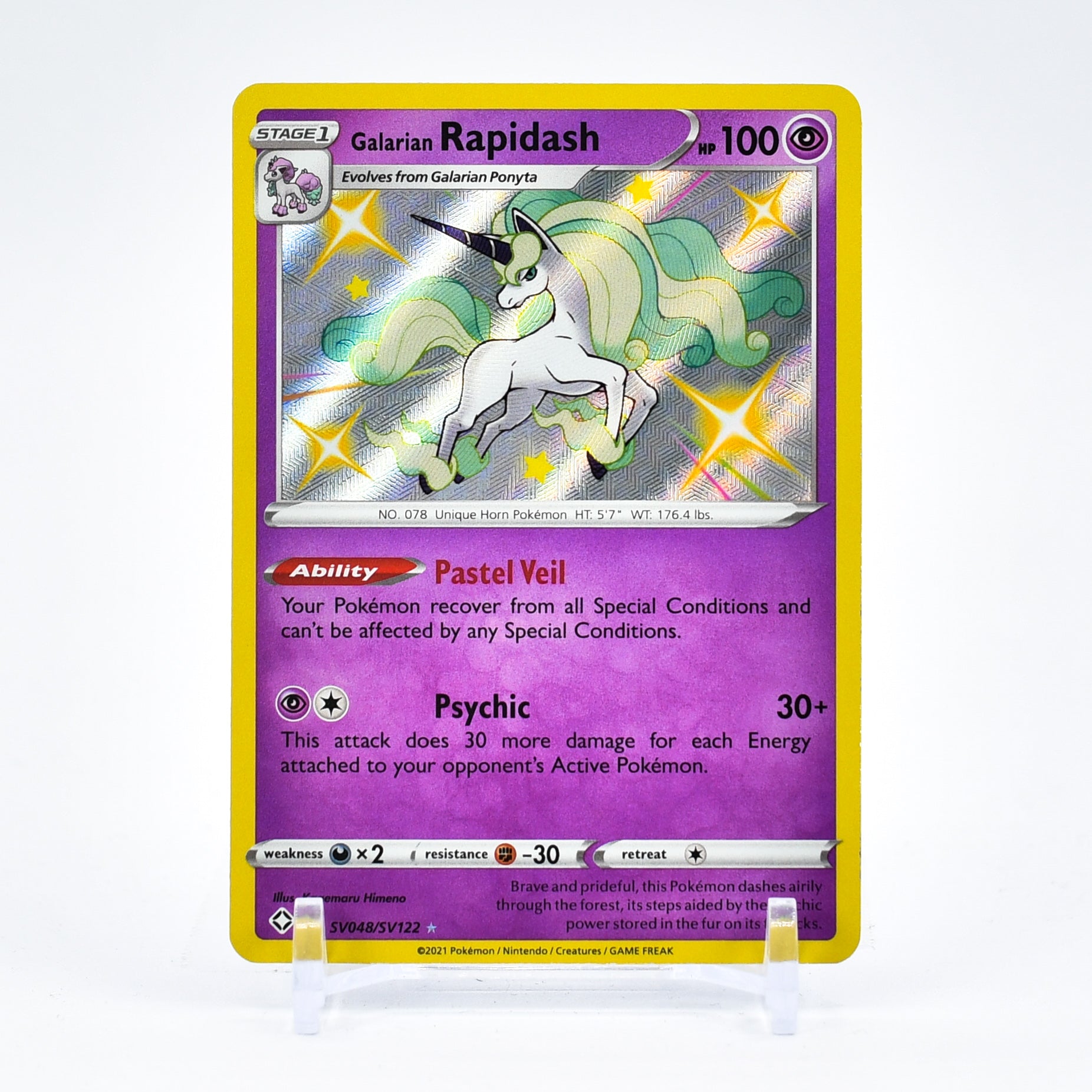 Galarian Rapidash - SV048/SV122 Shining Fates SHINY Holo Rare Pokemon - NM/MINT