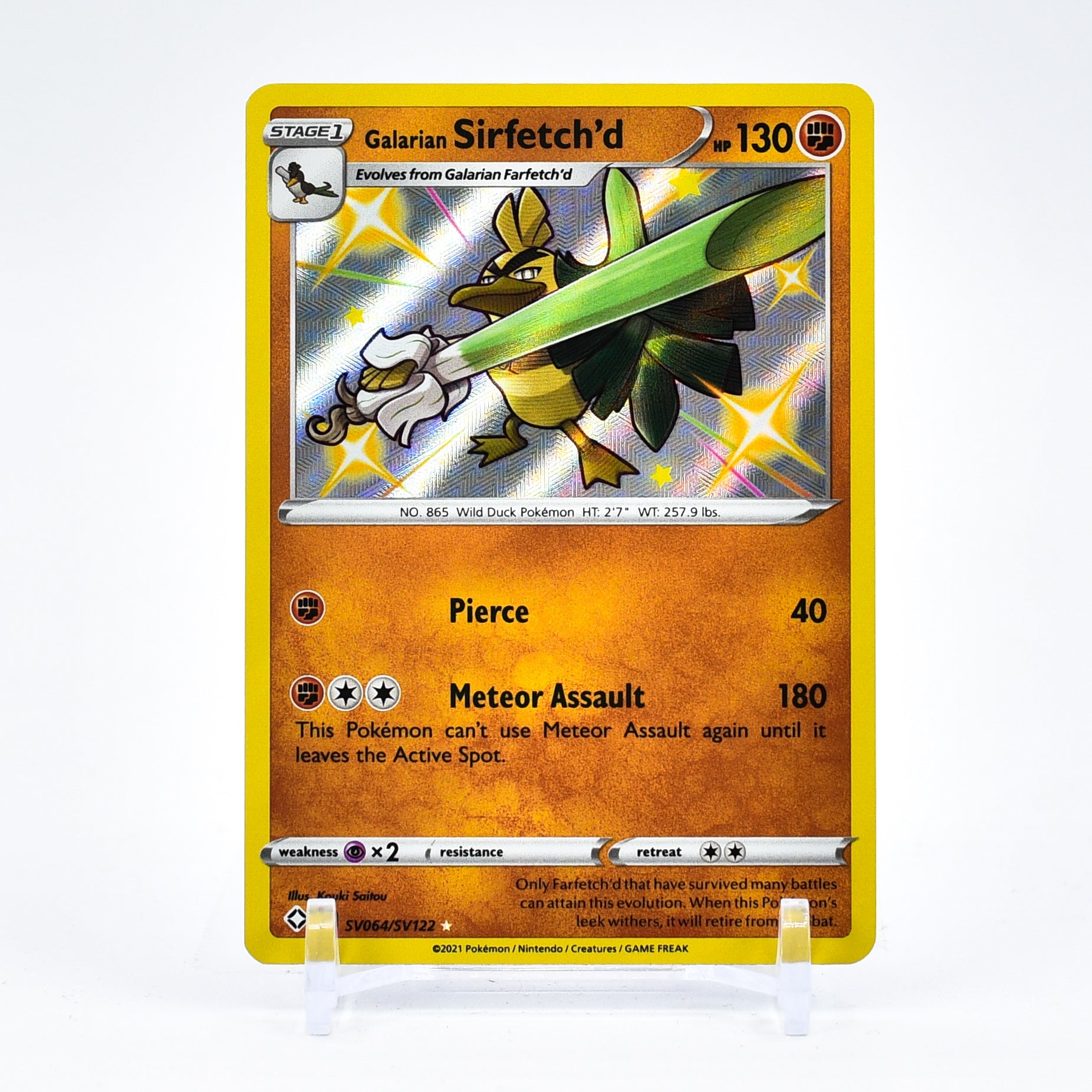 Galarian Sirfetch'd - SV064/SV122 Shining Fates SHINY Holo Rare Pokemon - NM/MINT