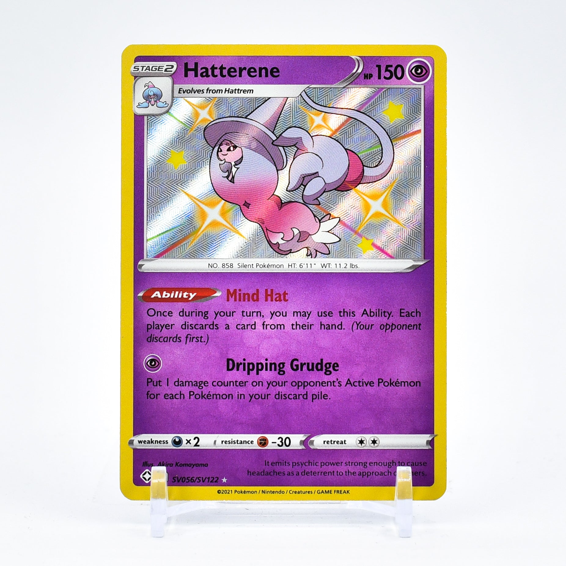 Hatterene - SV056/SV122 Shining Fates SHINY Holo Rare Pokemon - NM/MINT