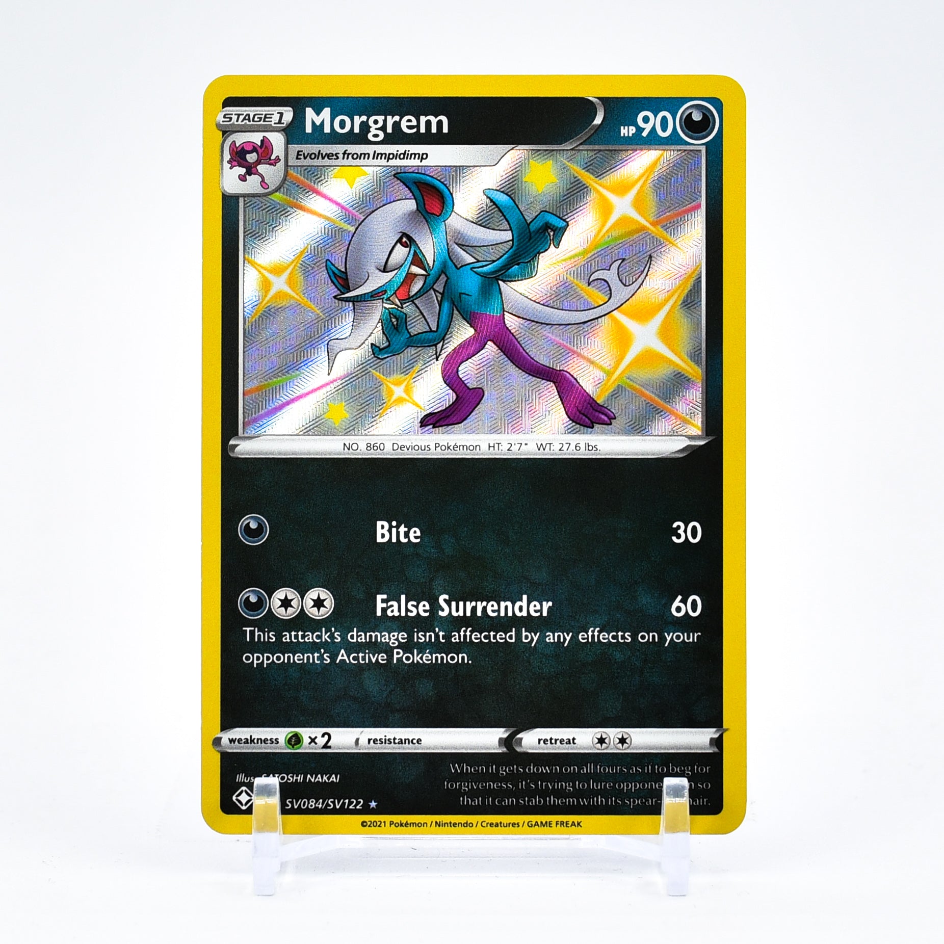 Morgrem - SV084/SV122 Shining Fates SHINY Holo Rare Pokemon - NM/MINT