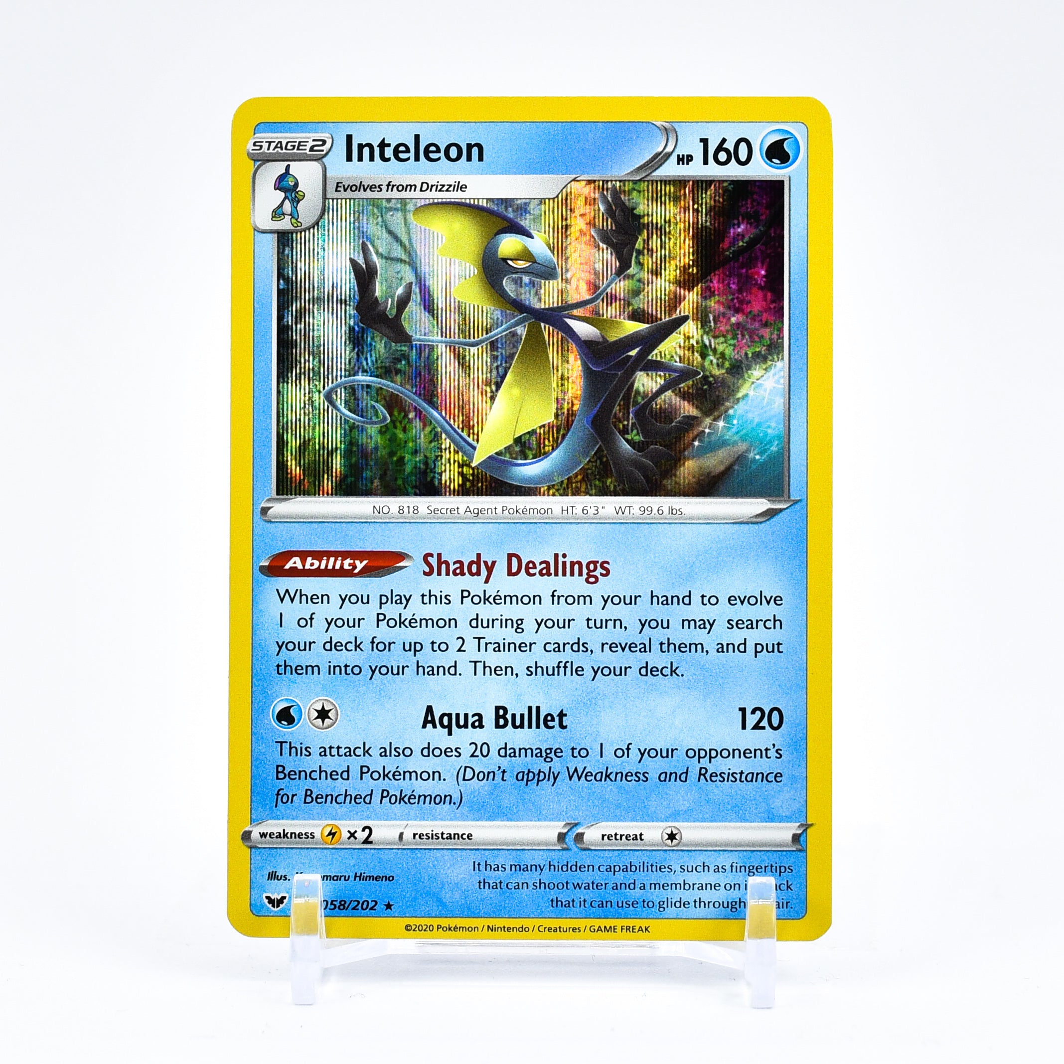 Inteleon - 058/202 Sword & Shield Cosmos Holo Rare Pokemon - NM/MINT