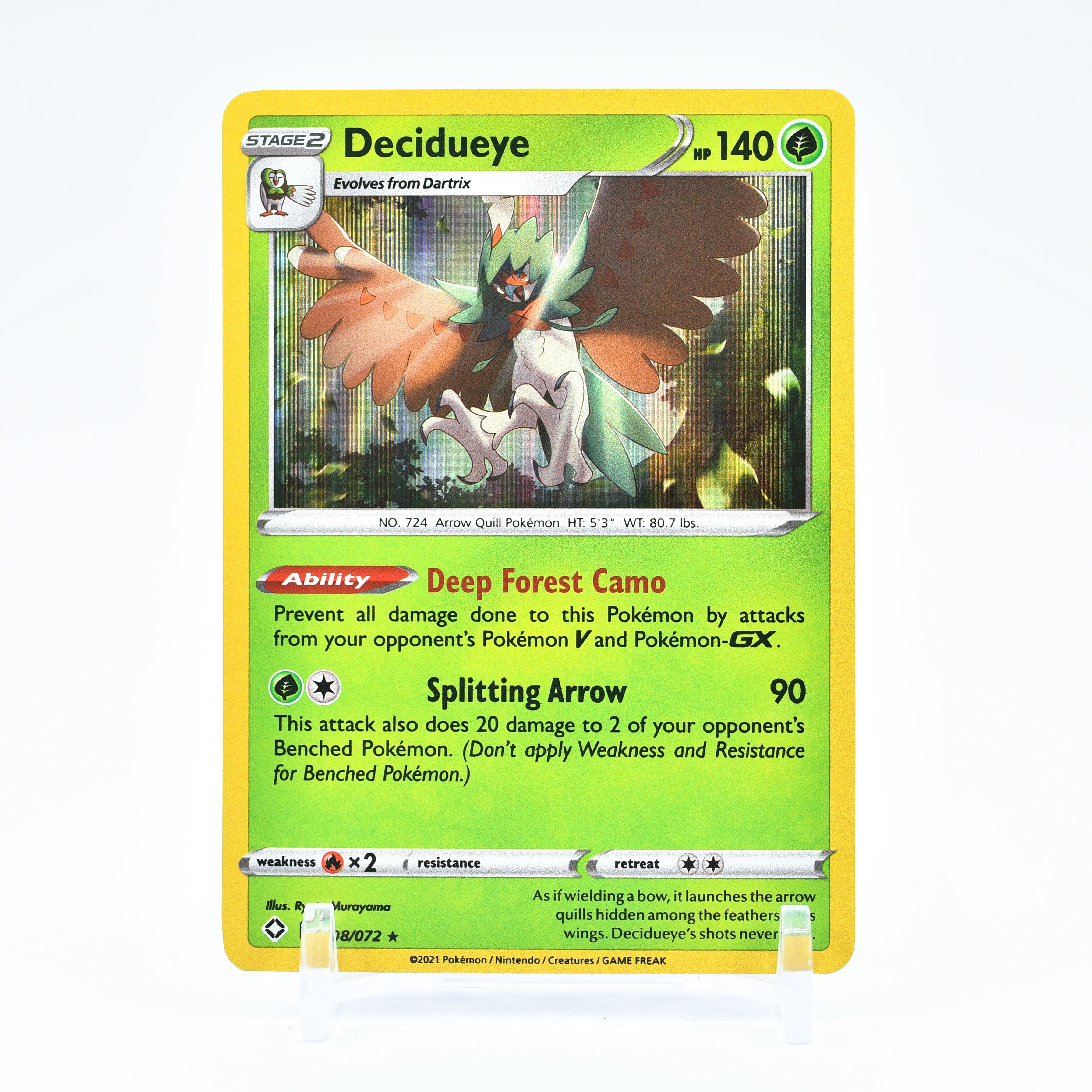 Decidueye - 008/072 Shining Fates Holo Rare Pokemon - NM/MINT