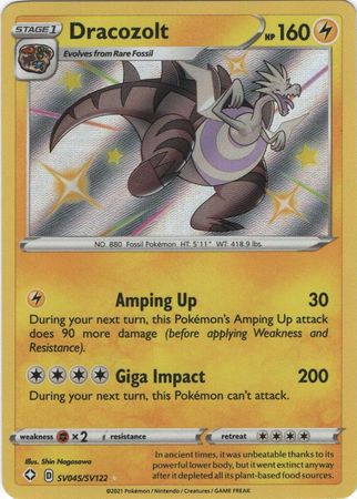 Dracozolt - SV045/SV122 Shining Fates SHINY Holo Rare Pokemon - NM/MINT