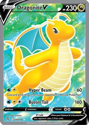 Dragonite V - 076/078 Pokémon GO FULL ART Pokemon - NM/MINT