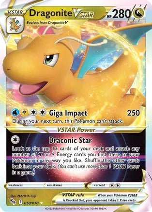 Dragonite Vstar - 050/078 Pokémon GO Ultra Rare Pokemon - NM/MINT
