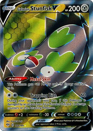 Galarian Stunfisk V - 184/189 Darkness Ablaze FULL ART Pokemon - NM/MINT