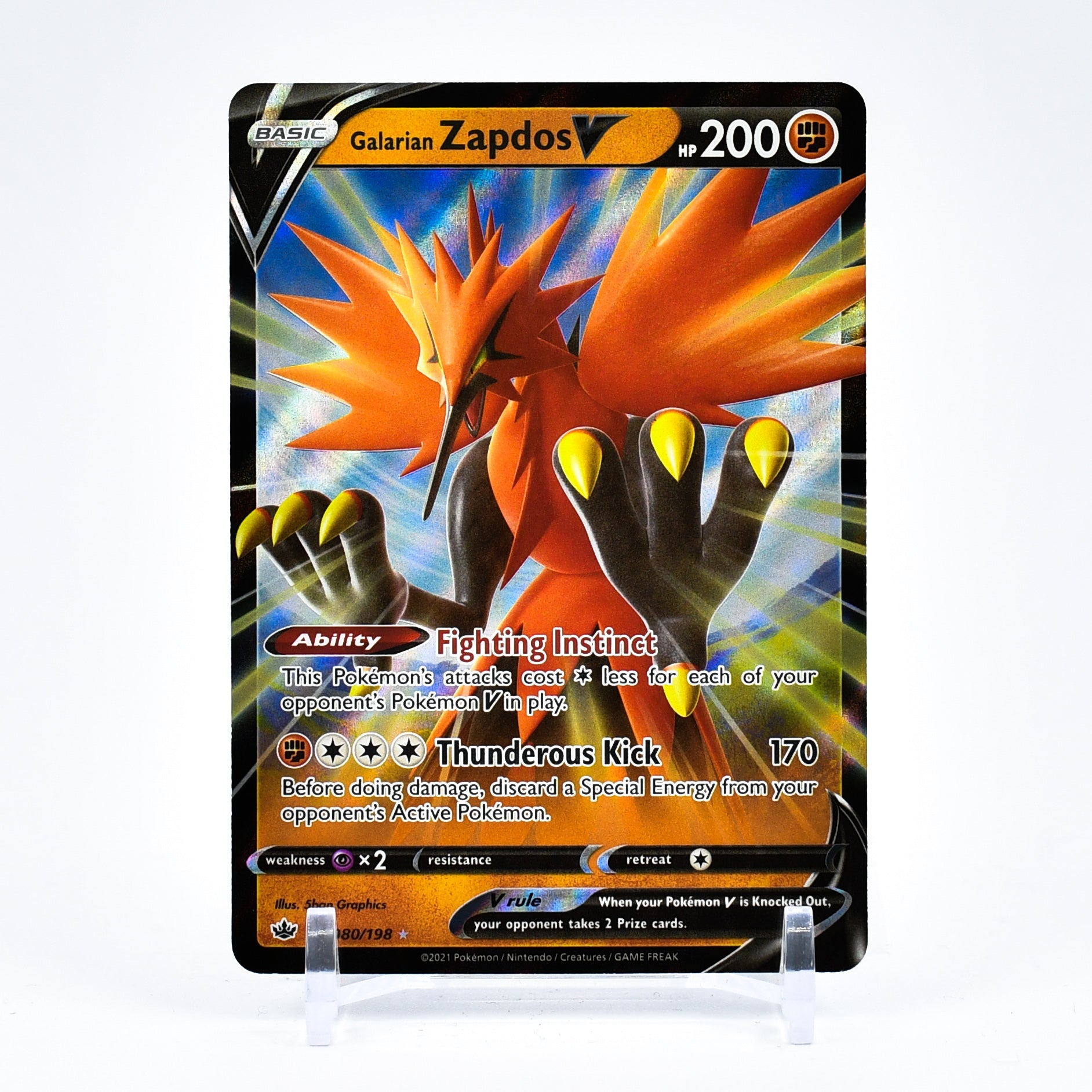 Galarian Zapdos V - 080/198 Chilling Reign Ultra Rare Pokemon - NM/MINT